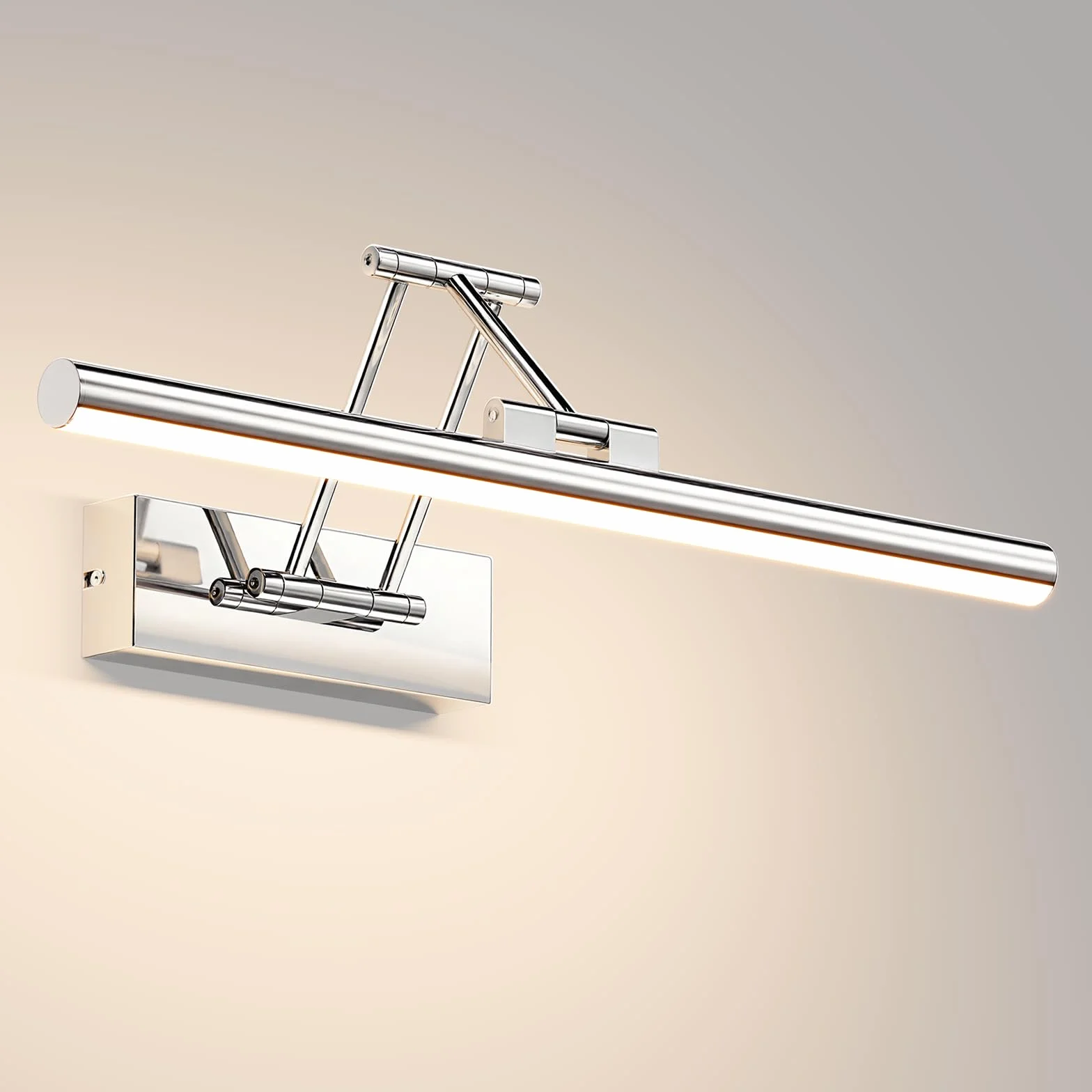 Klighten Lampa lustrzana LED łazienkowa 40 cm, obrotowe lampy lustrzane do łazienki IP44, oświetlenie lustra łazienkowego 12 W 970 LM, oświetlenie lustra łazienkowego LED, naturalna biel 4000 K, chrom