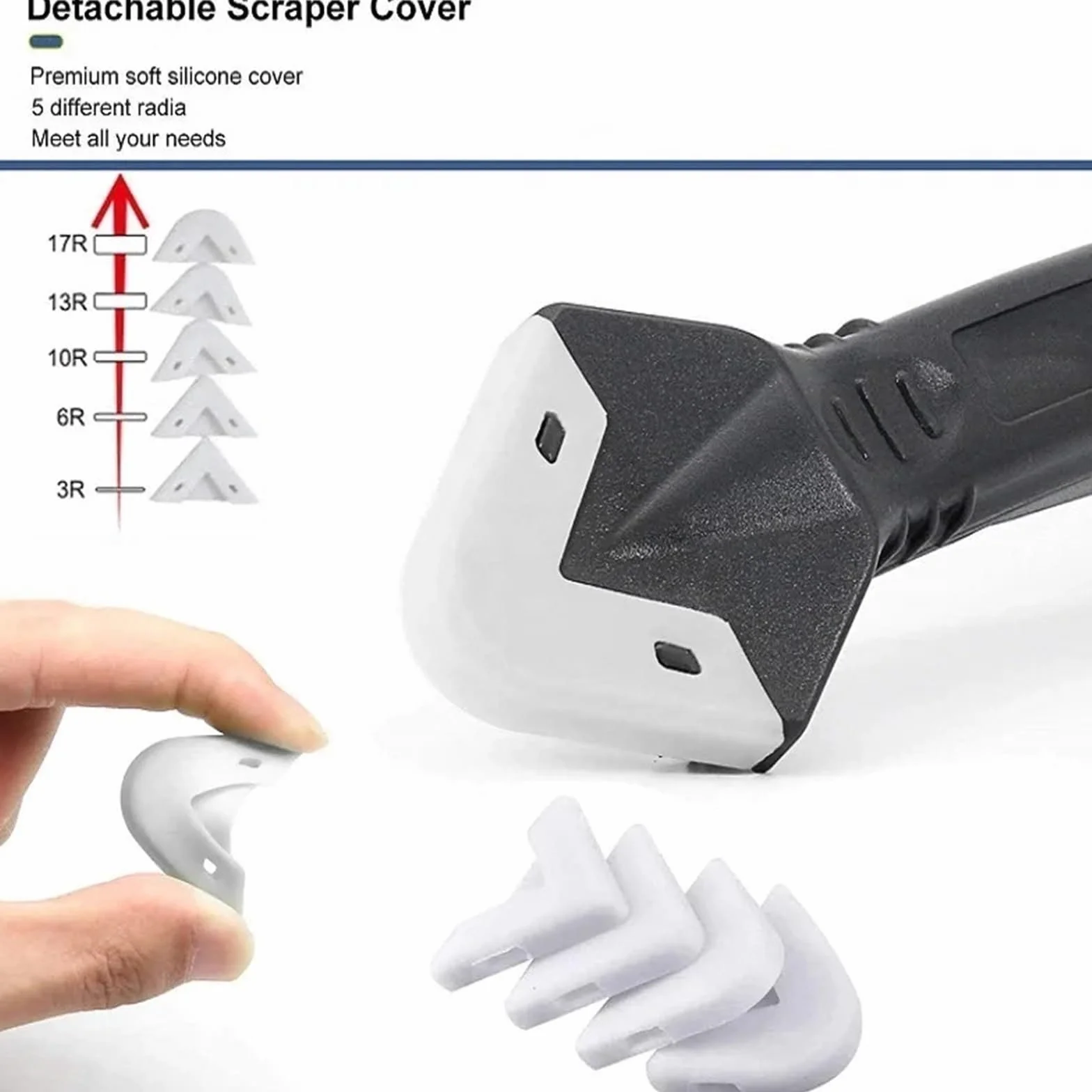 1Pcs 5 In 1 Silicone Scraper Glue Caulk Remover Caulking Finisher Smooth Grout Beauty Sewing Kit Floor Mould Removal Hand Tools Set(5IN1 Metal Head)
