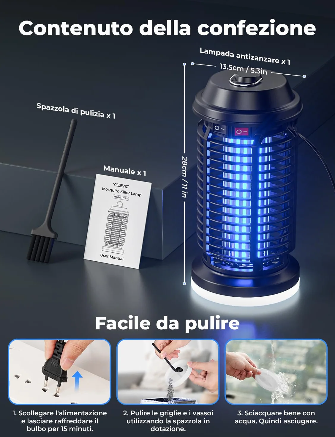 YISSVIC Elektryczna lampa owadobójcza 4200 V IPX4 pułapka na komary UV LED