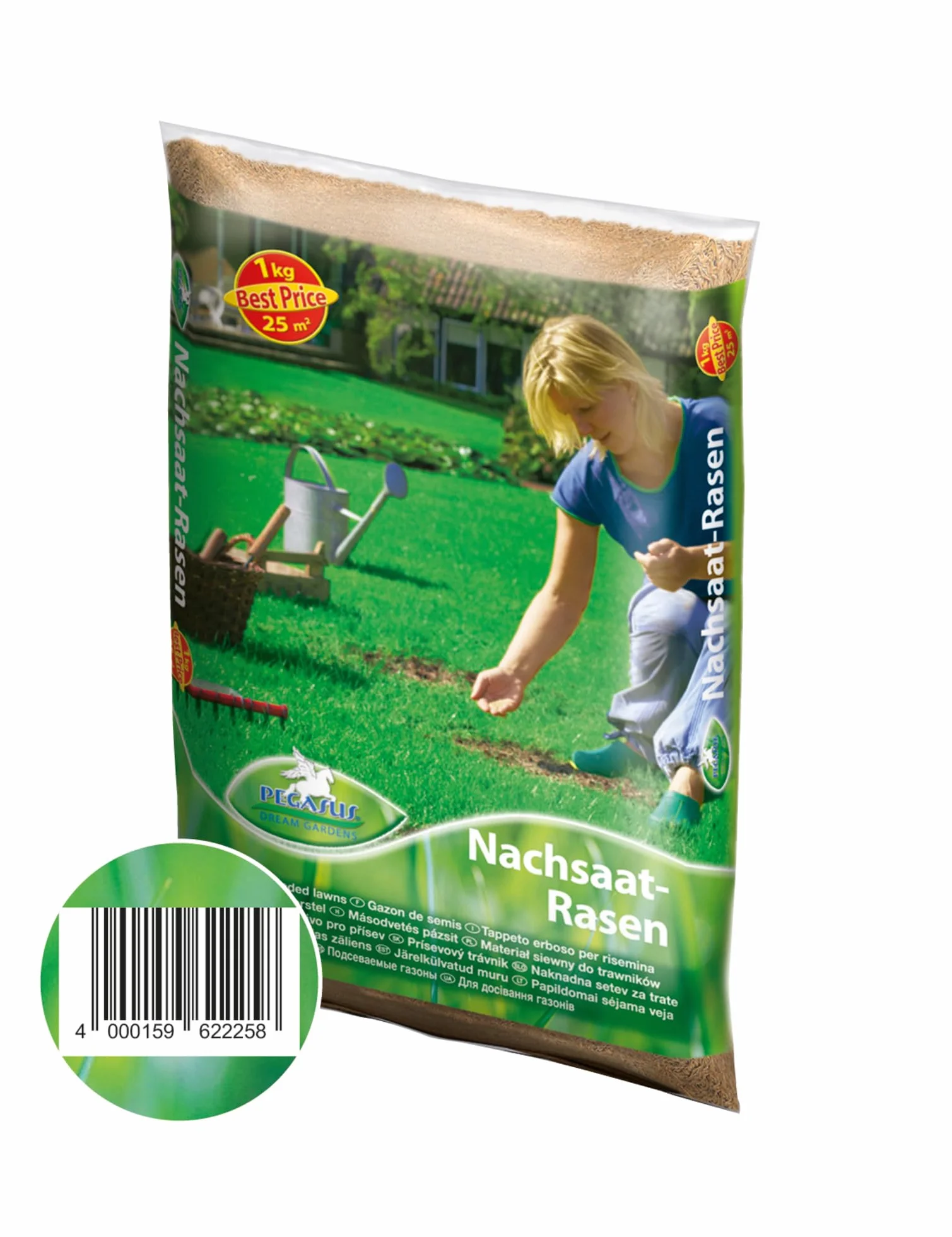 Pegasus Nasiona trawnika, 1 kg, 25 m², 622258 – turbo dosiew trawnika, mieszanka naprawcza, szybko kiełkujący, gęsty wzrost