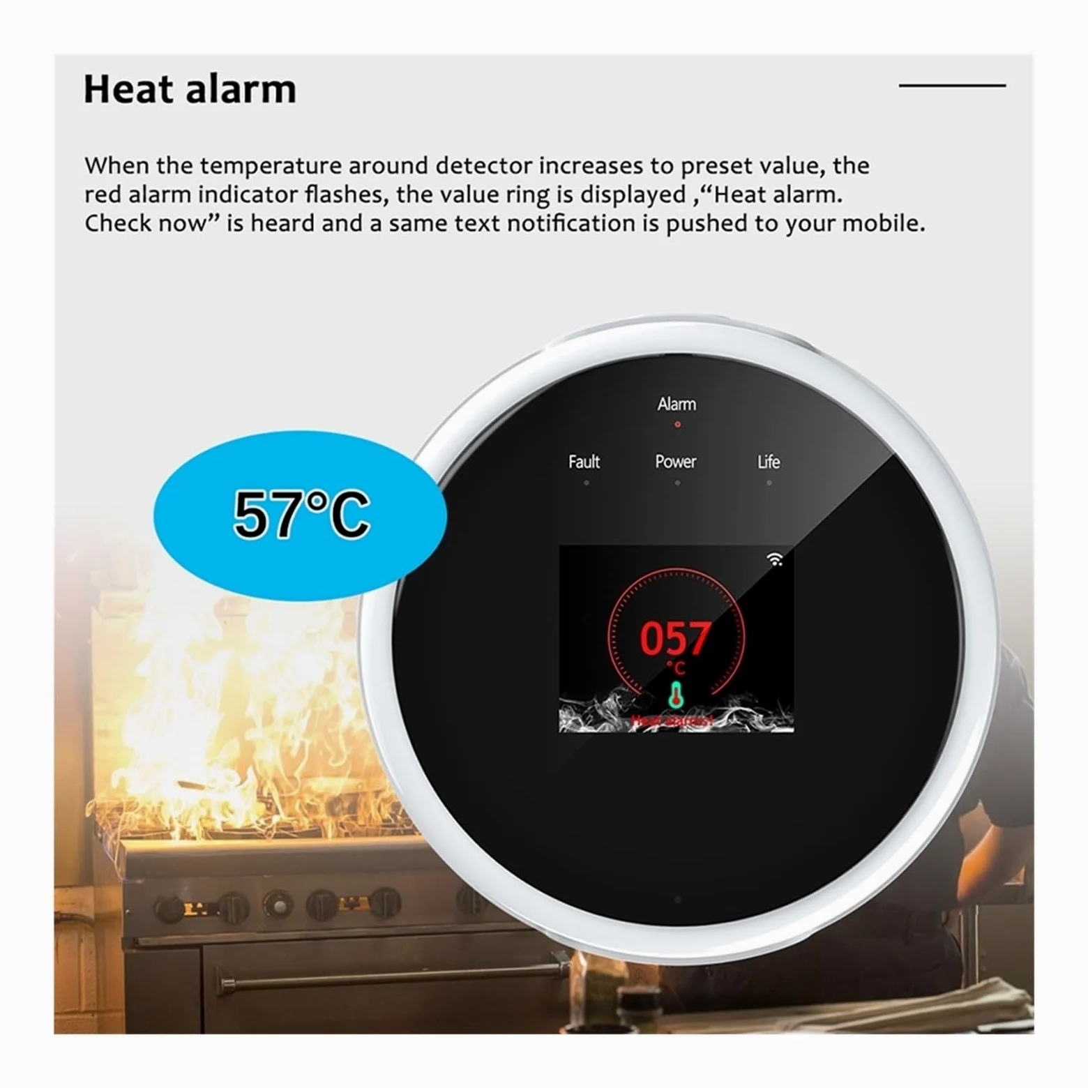System alarmowy w domu, Inteligentny Alarm Gaz LPG Wyciek Temperatura Pożaru Ciepło 70DB Detektor Czujnik Ustawienie Sceny Ze Sterownikiem Zaworu(2 PCS)