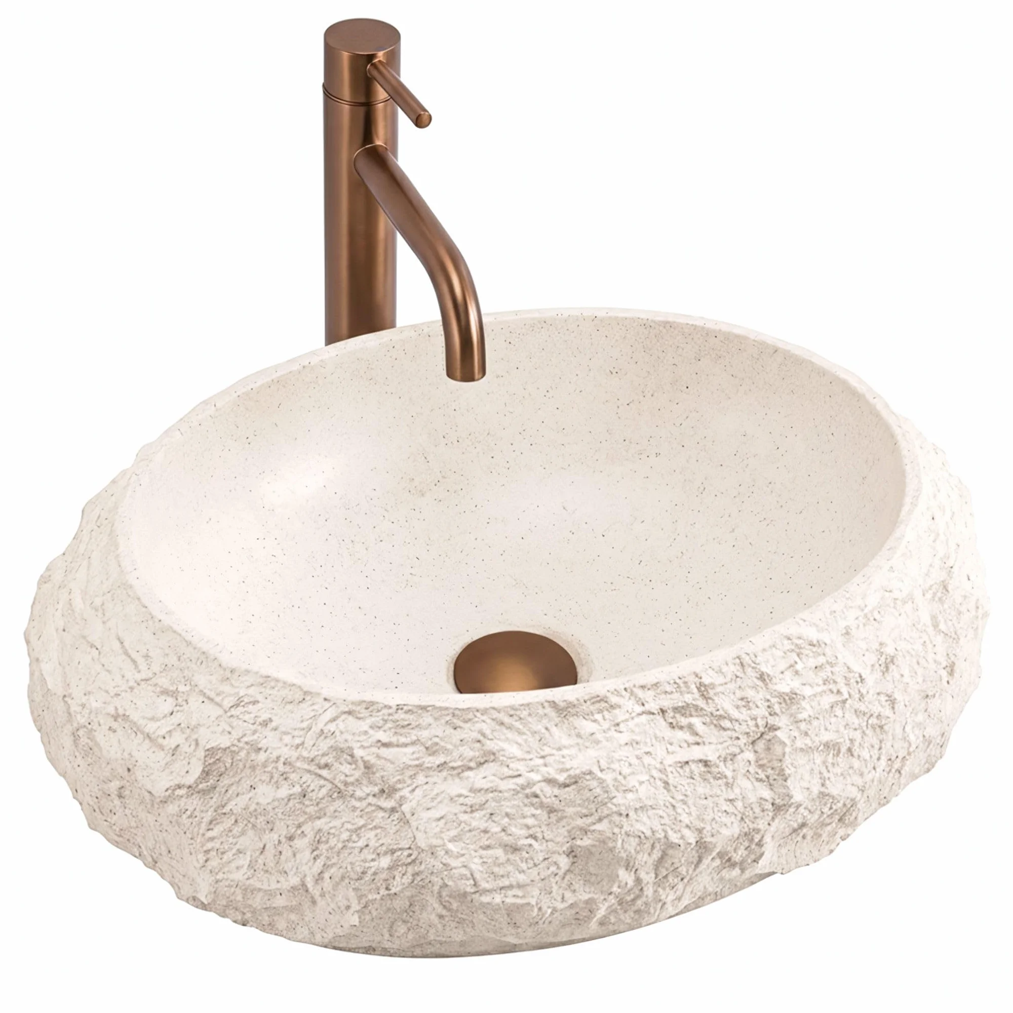 Rea - Umywalka Nablatowa Mika Warm Beige - Owalna - 50 x 38 x 15 cm