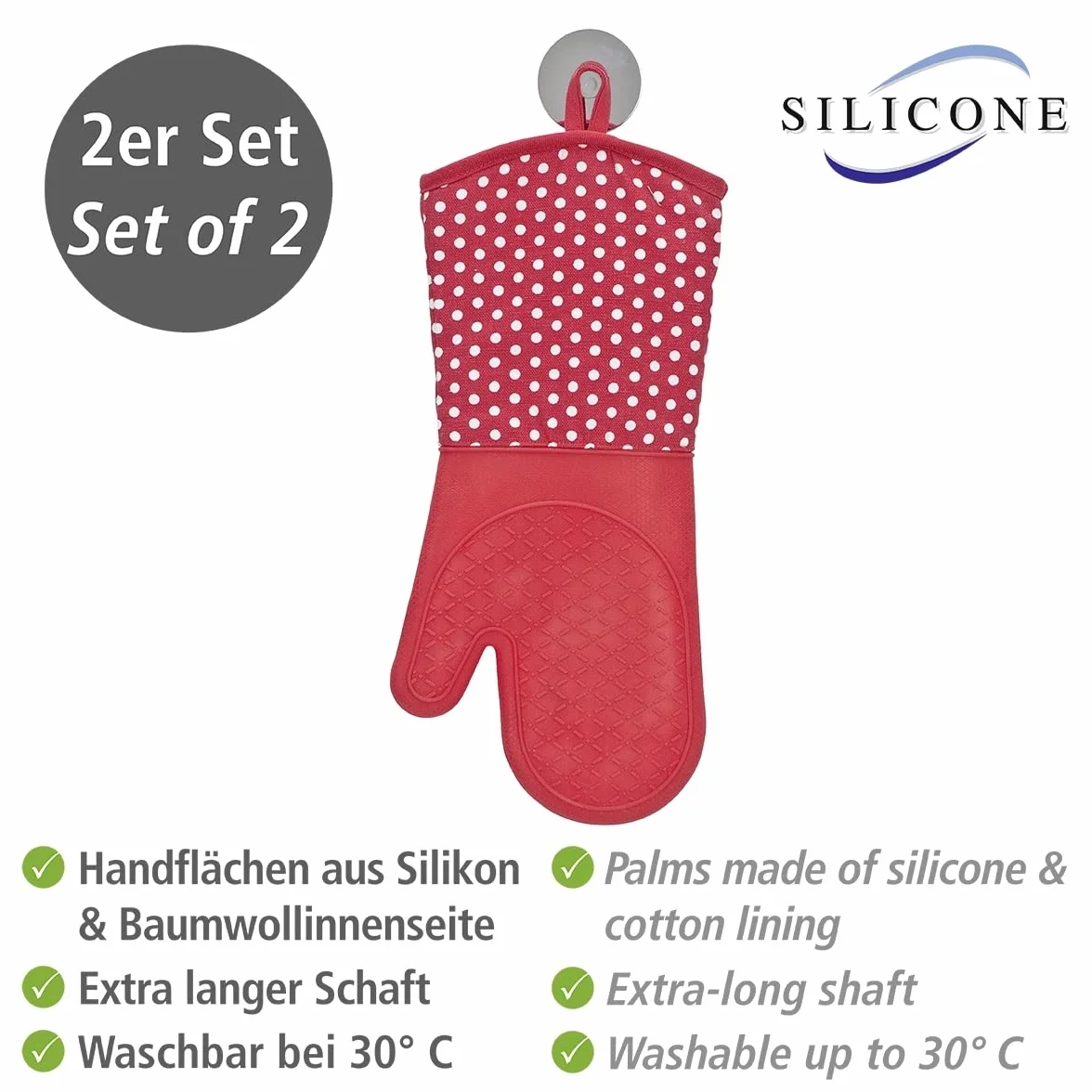 Silikonowe rękawice kuchenne czerwone
