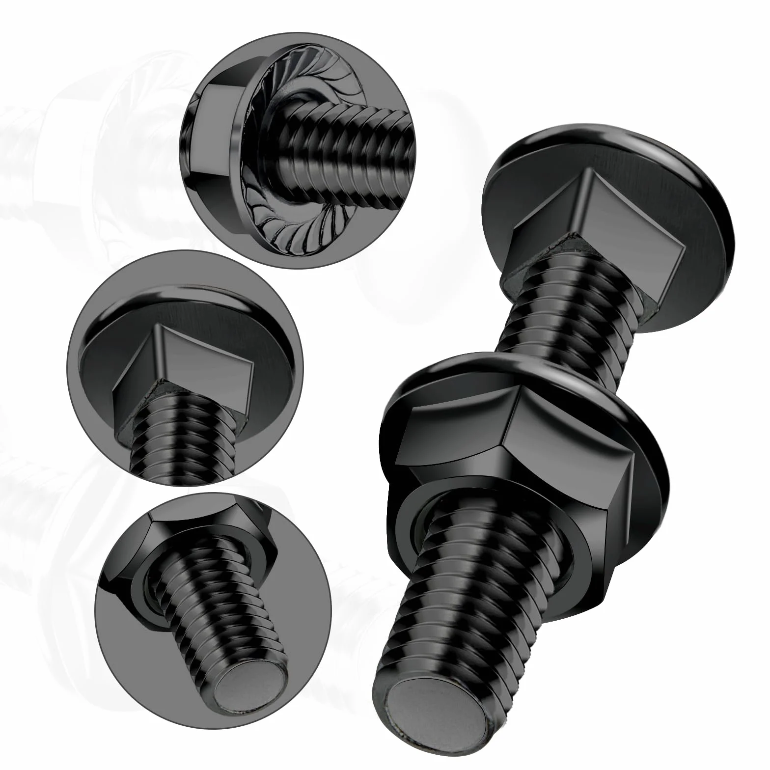 SWTYExt Śruby do wózka M6 x 30 mm, stal nierdzewna 304, czarny tlenek z kołnierzem, nakrętki sześciokątne, DIN 6923, do budowy maszyn przemysłowych, dekoracji wnętrz, 25 szt