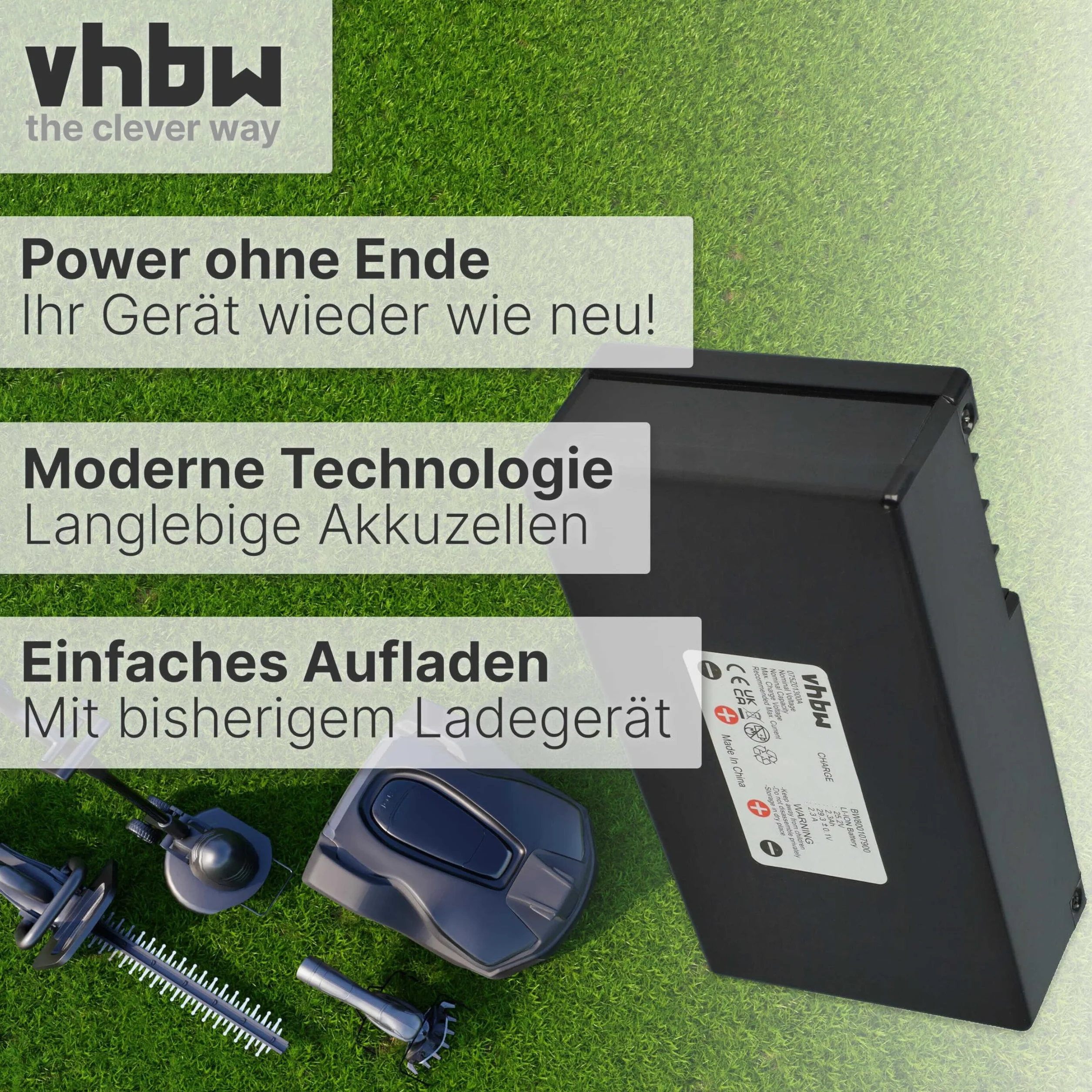 vhbw akumulator kompatybilny z Agro R800Li & Ambrogio Alex, L30, L30 Elite, L50, L75, L85 Deluxe Edition - zamiennik dla Zucchetti 075Z01300A (Li-Ion, 2300 mAh)