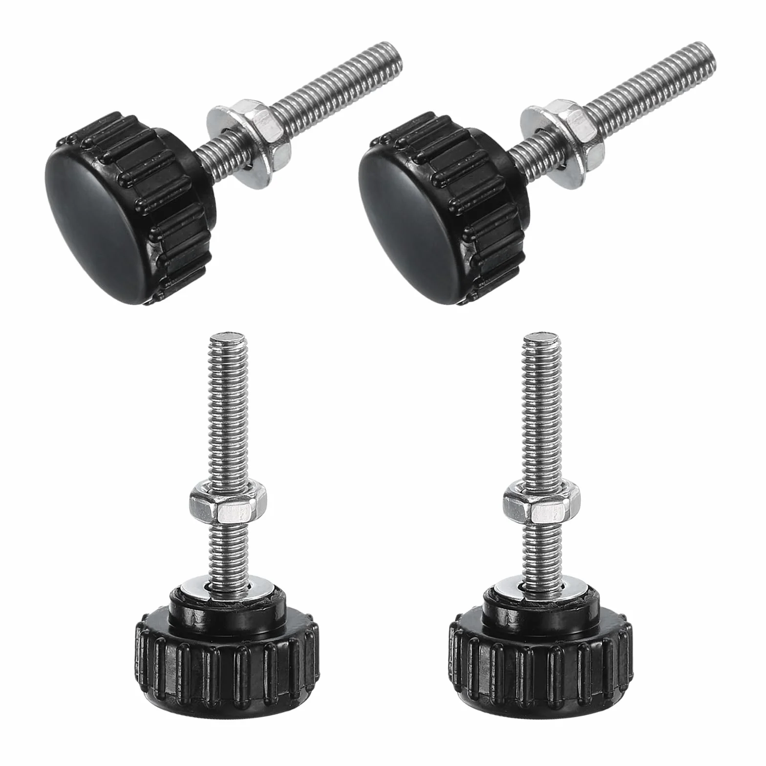 QUARKZMAN 4 sztuki śrub radełkowanych z gwintem M4 x 25 mm, śruba z łbem okrągłym z nakrętkami, podkładki, śruby skrzydłowe ze stali nierdzewnej 304, dźwignia zaciskowa 18 mm, guziki zaciskowe do