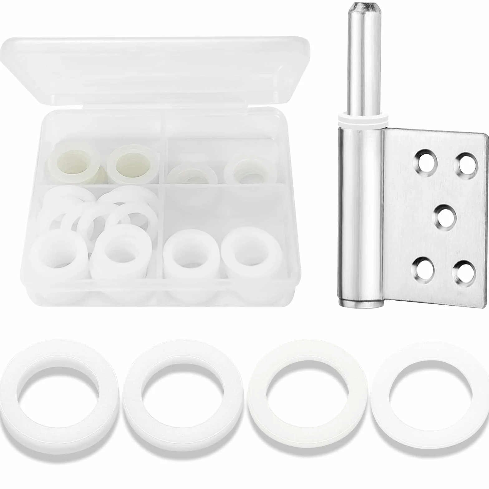 80 sztuk pierścieni do drzwi, podkładki pod zawiasy, nylonowe, białe (grubość: 0,5/1/1,2/2 mm), do drzwi pokojowych