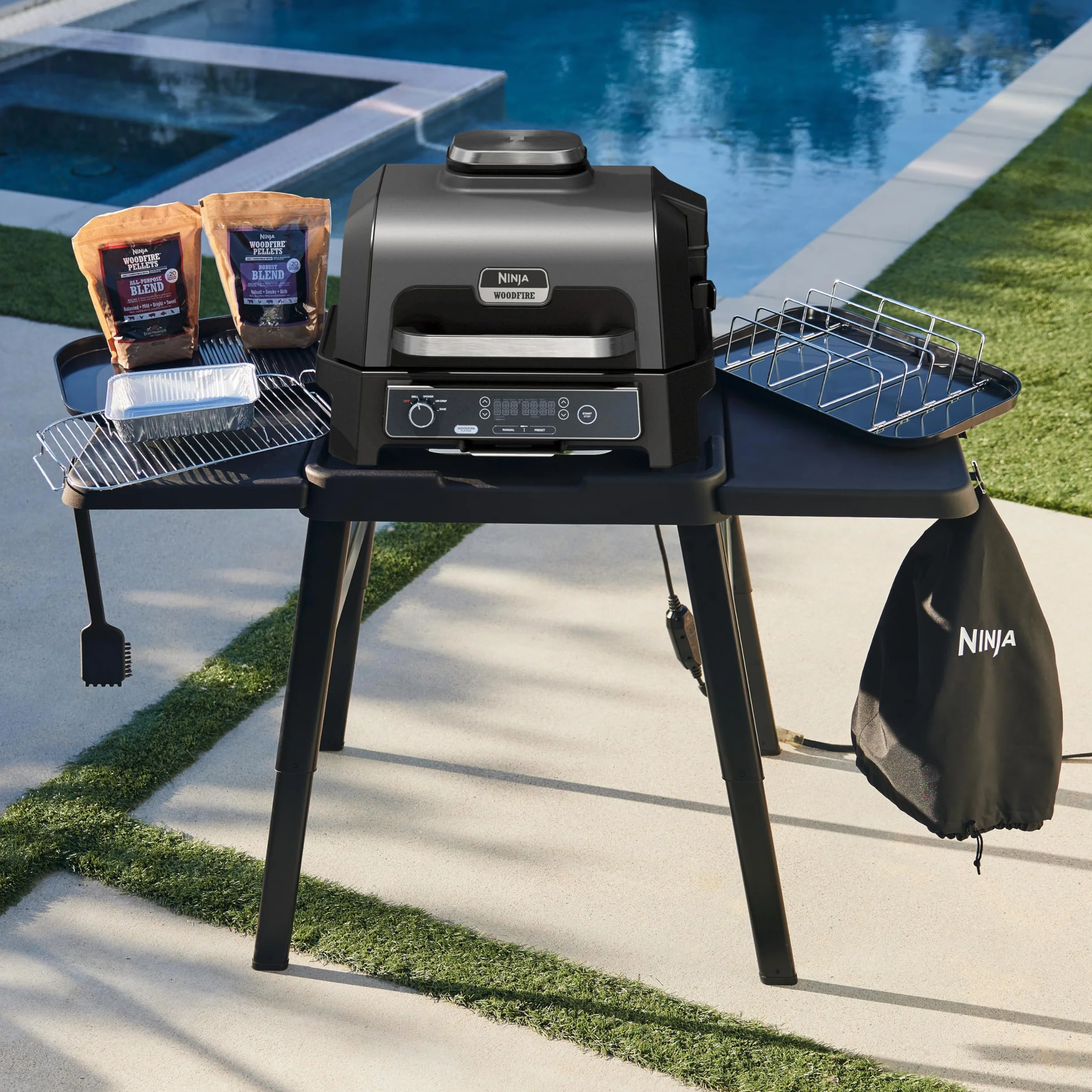 Ninja Woodfire XL Grill i płaski talerz, nieprzywierająca, kompatybilny z OG850/OG901, czarny