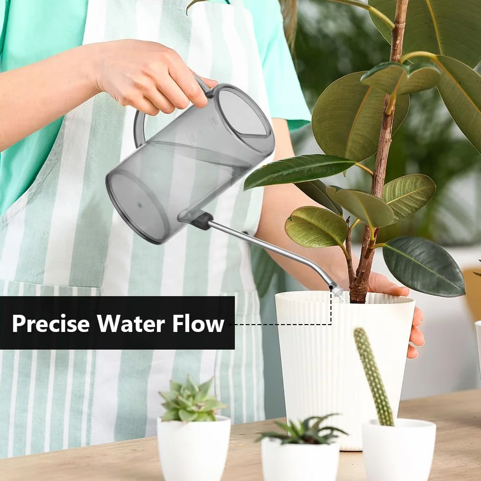 OFFCUP Konewka do nawadniania 35oz 1L, plastikowa mini mała konewka, rośliny kwiaty długa wylewka konewka do podlewania do użytku domowego bonsai wewnątrz na zewnątrz ogród sukulenty (szara)