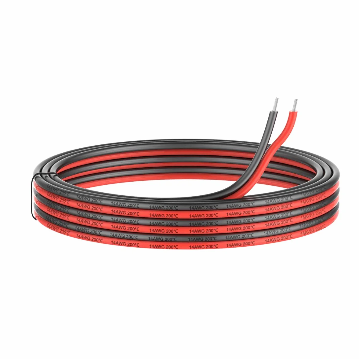 Przewód elektryczny 14 AWG 2 mm², 2 rdzenie, przewód silikonowy, 10 metrów, czarny, 5 m, czerwony, 5 m, elastyczny, przedłużacz 14 Gauge, skrętka miedziana ocynowana, podłączenie model kabla do ciasta