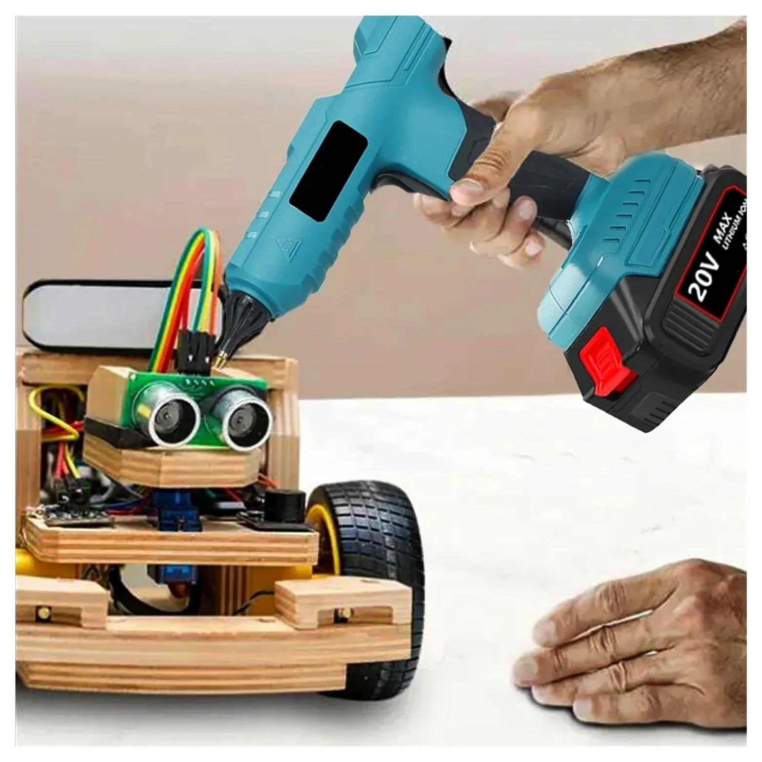 Bezprzewodowy Pistolet Do Klejenia Na Gorąco Akumulator Szybkie Nagrzewanie 11mm Klej W Sztyfcie DIY Naprawa Elektronarzędzi Do Akumulatora 18V(One small battery)