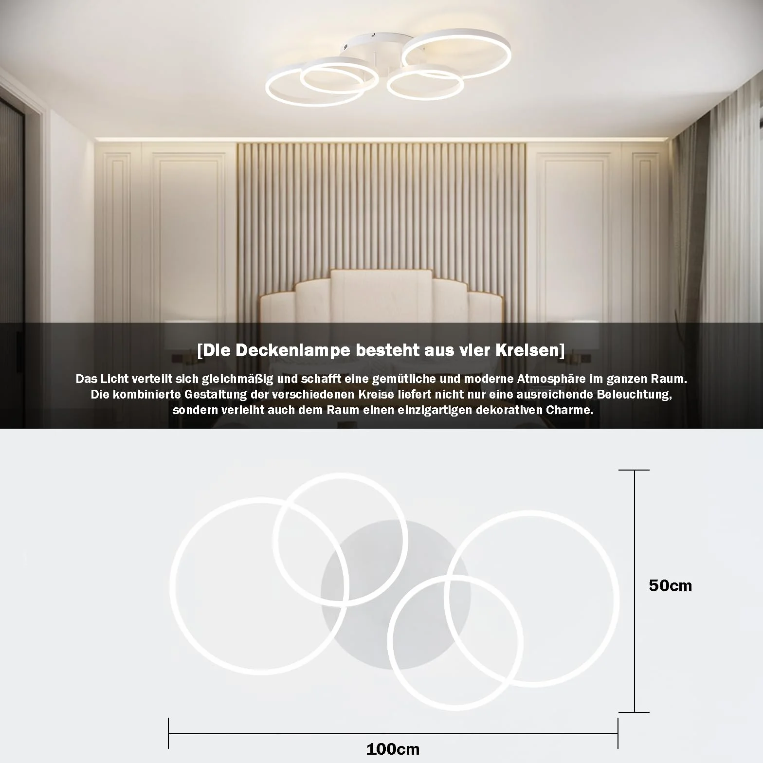 Lampy sufitowe LED, ściemniana lampa sufitowa, 100 cm, energooszczędna dioda LED, pilot zdalnego sterowania, zmiana koloru, do salonu, sypialni, pokoju dziecięcego