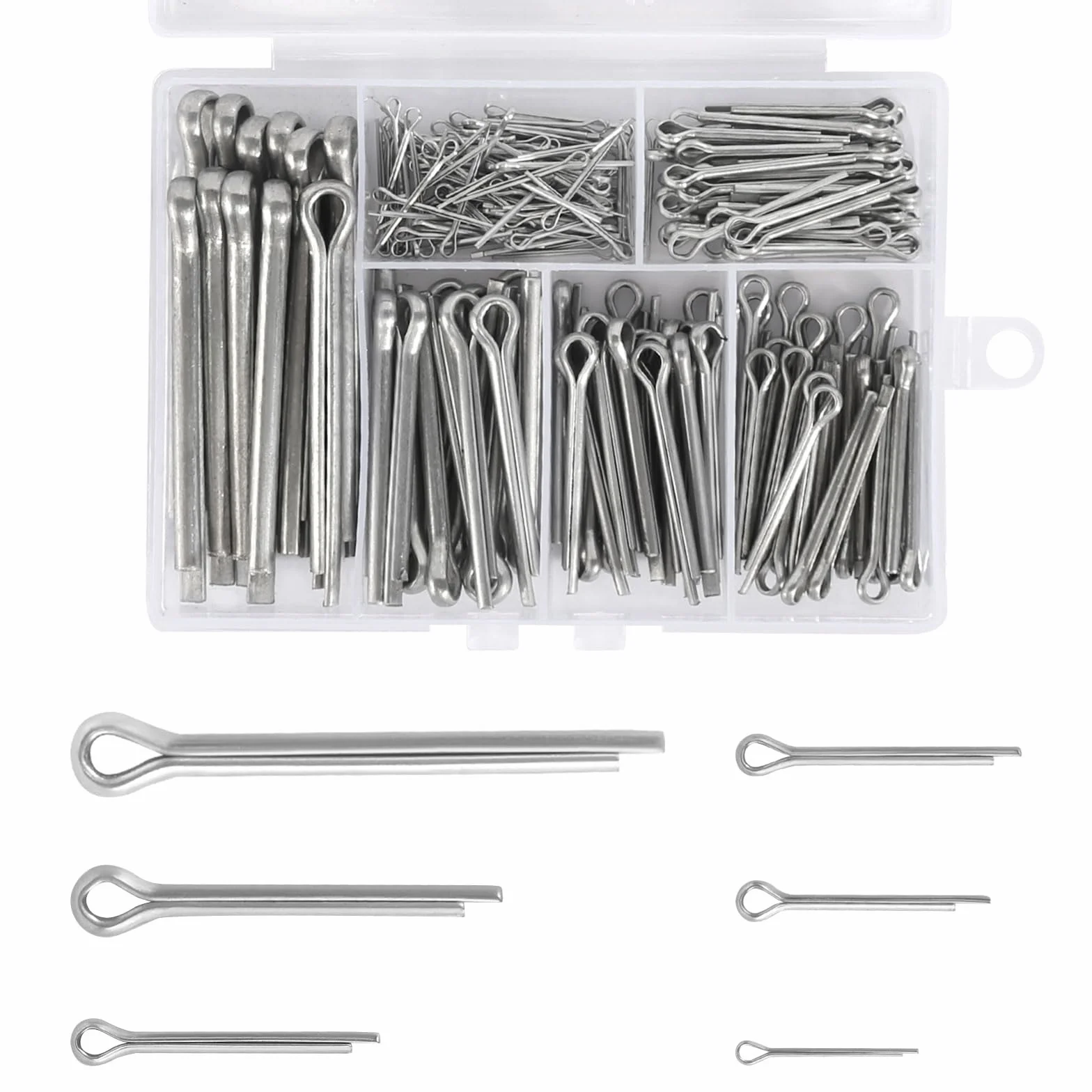 Zestaw 230 sztuk zawleczek ze stali nierdzewnej, zestaw zawleczek zabezpieczających w 6 różnych rozmiarach M1, M2, M2, M2,5, M3, M4, M5, zestaw do zawleczek do samochodów, kamperów, urządzeń