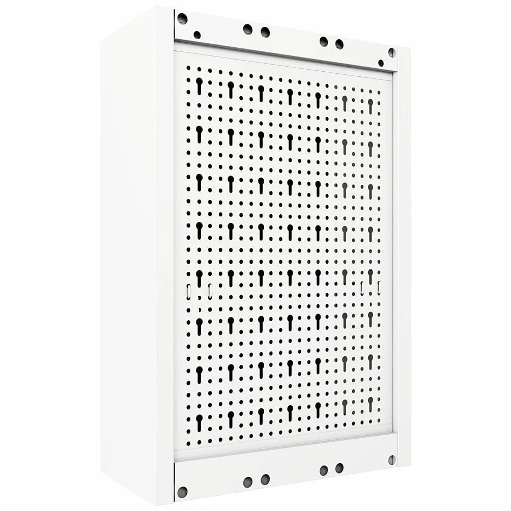 Metalowa szafka na narzędzia, szara, czarna, z regulowaną półką i zamykanymi drzwiami, 40 x 19 x 60 cm, szafka warsztatowa, organizer do garażu, warsztatu, piwnicy, dla majsterkowiczów