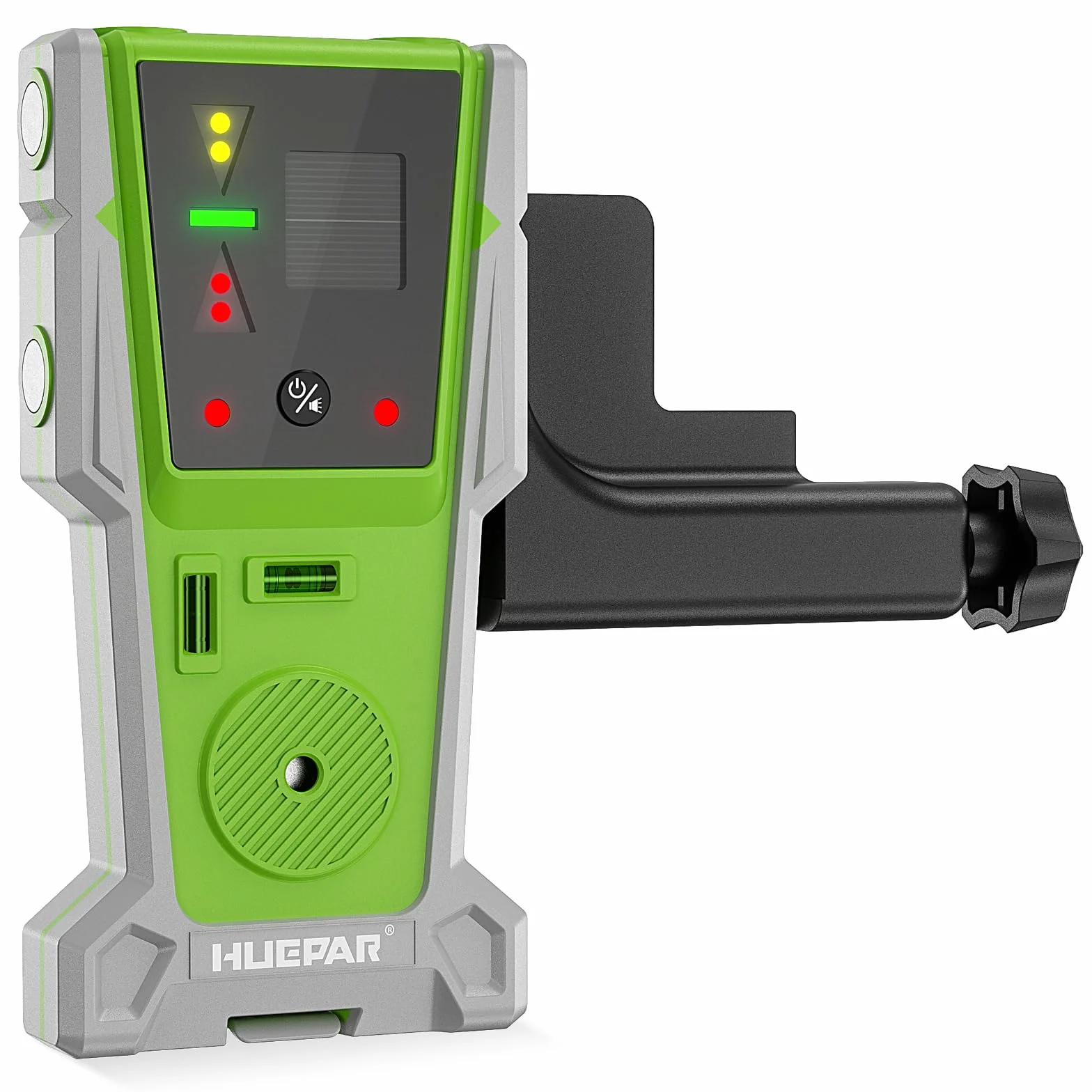 Detektor laserowy Huepar LR-8RG do poziomowania laserowego, cyfrowy odbiornik laserowy dla zielonej i czerwonej wiązki, dwustronny wyświetlacz LED i magnes, podwójna lampa i brzęczyk 90dB