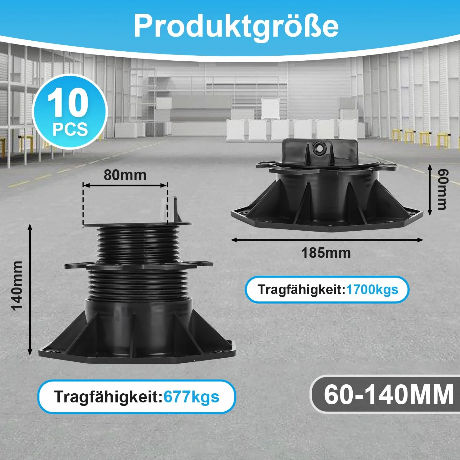 Łożysko szczękowe z regulacją wysokości, 50 sztuk, łożysko tarasowe 60-140 mm, łożysko szczudła tarasowe, regulowane łożysko płytowe, do płyt tarasowych i konstrukcji nośnej, drewno WPC