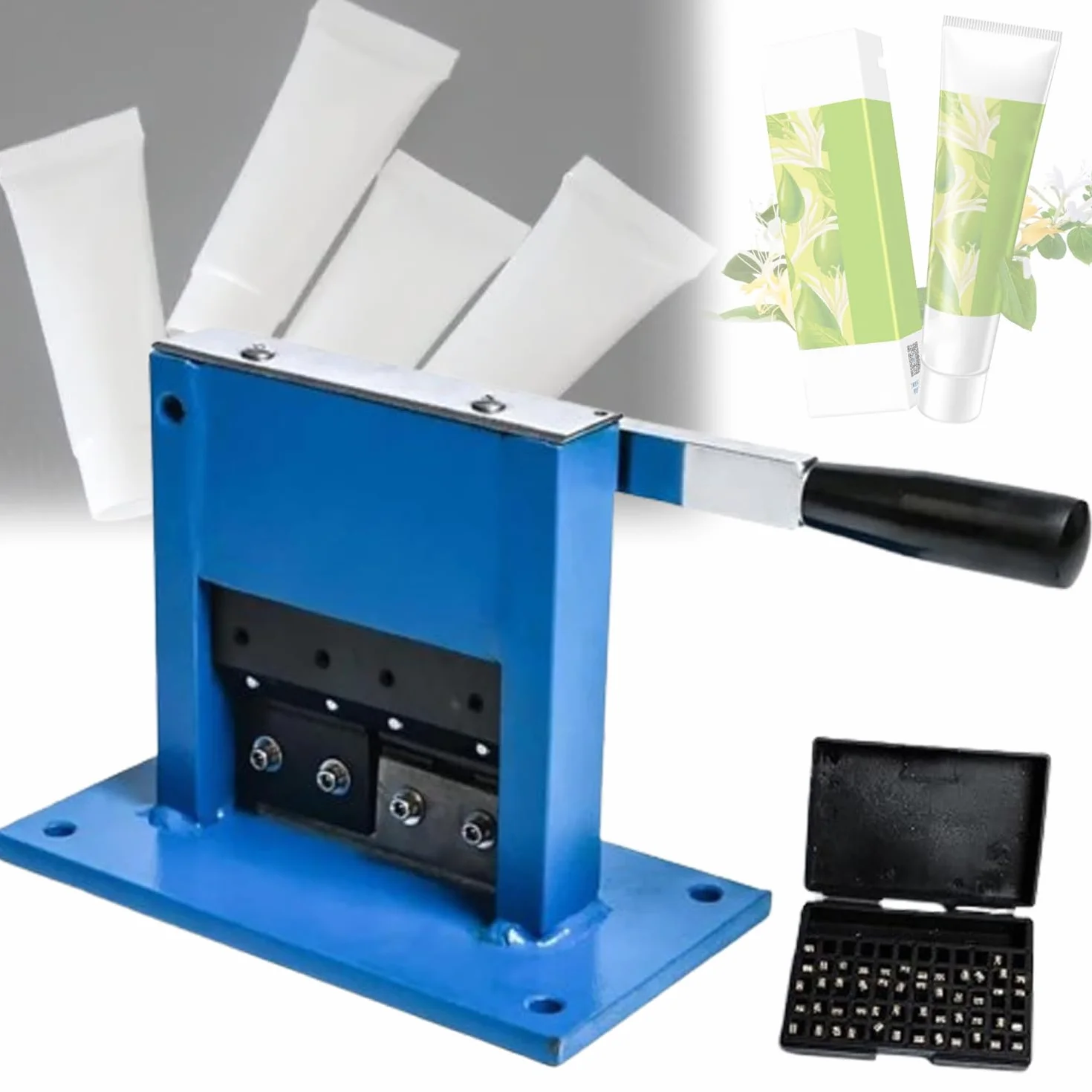 Ręczna maszyna do uszczelniania rur, zaciskanie rur aluminiowych dla efektywnej szerokości 60 mm i długości 150 mm, kodowanie liczby i daty pasty do zębów i opakowań kosmetyków