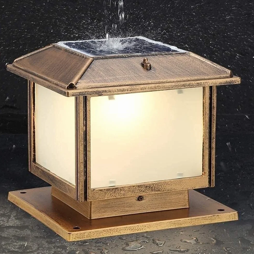 Lampy Solarne Na Słupki Ogrodowe, Kwadratowe Lampy Solarne W Stylu Retro, Lampa Uliczna Na Podwórko, Taras, Brama, Ganek, Latarnia Led, Słupek Oświetleniowy, Panele