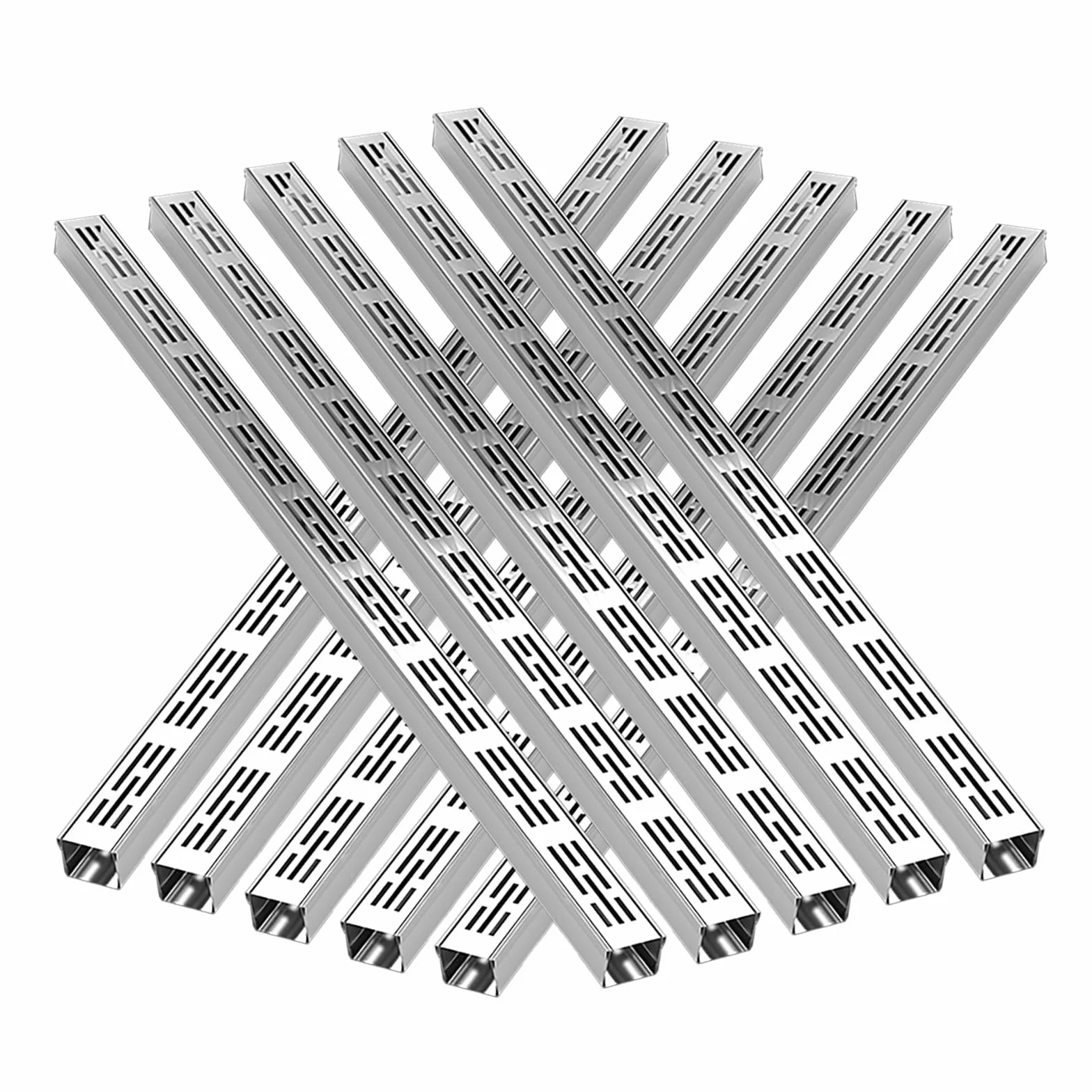 Zestaw odpływu kanałowego i rusztu ze stali nierdzewnej — system liniowego rowu odpływowego o długości 3,3 stopy(4x1 3/5inch 10 Pcs)