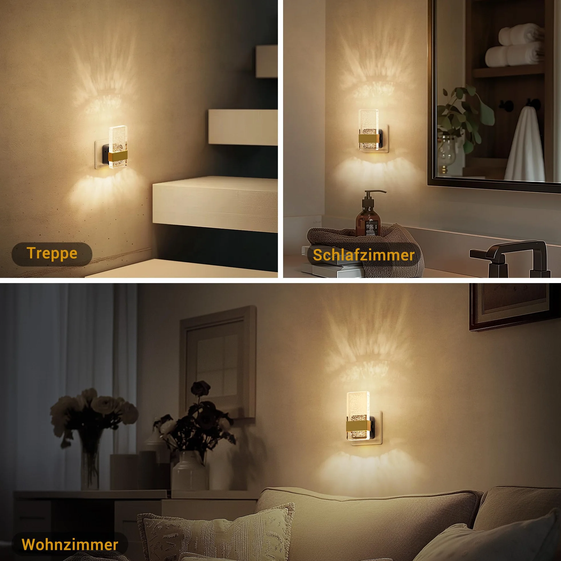 JandCase Lampka nocna z czujnikiem zmierzchu, ciepła biel 3000 K, regulowana jasność 0-100 lm, LED do gniazdka wtykowego, do korytarza, schodów, sypialni, kuchni