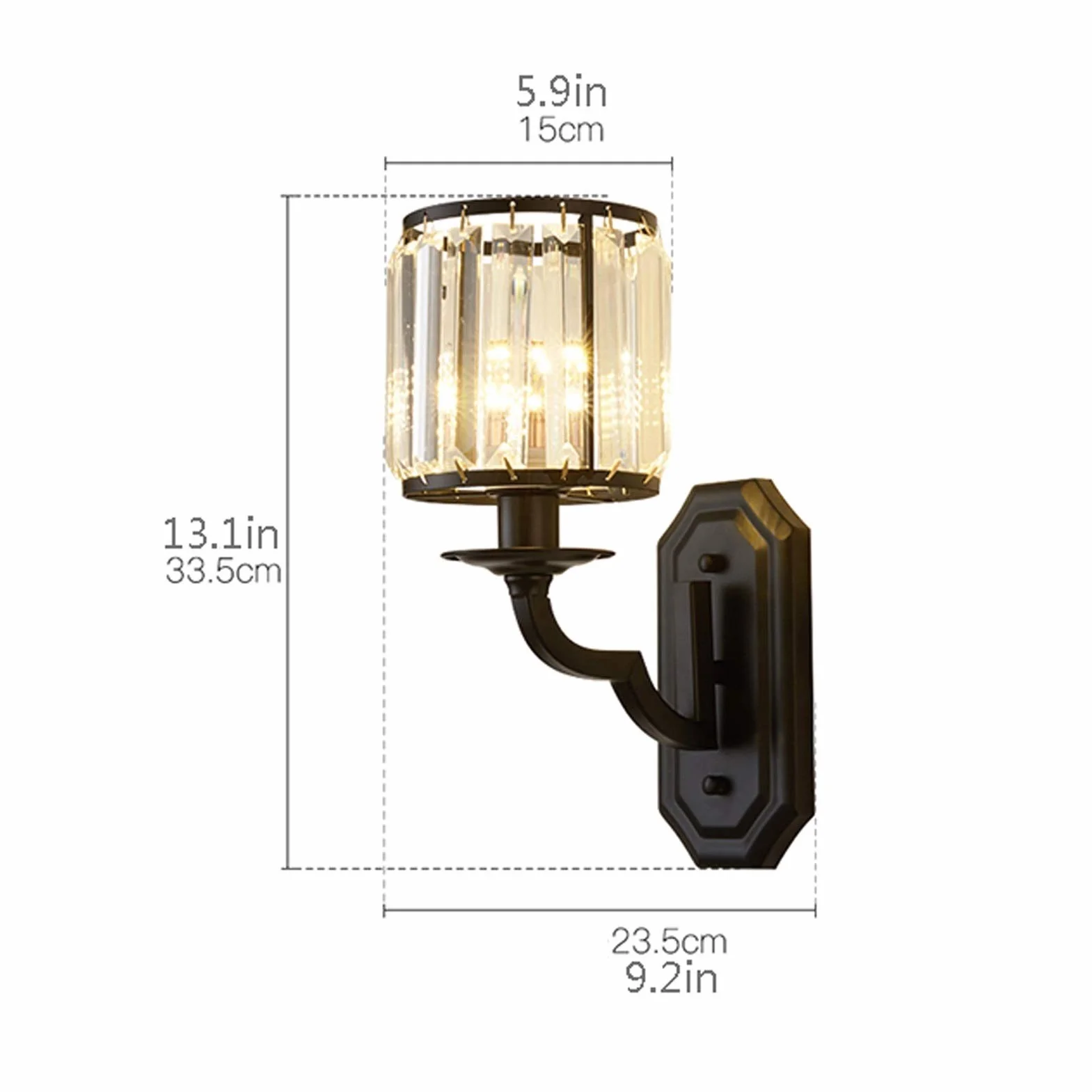 lampa ścienna Nowoczesna Kryształowa Lampa Ścienna Kreatywna sypialnia Lampka nocna E14 Holder Matt Czarny Oświetlenie wewnętrzne do schodów Lokalowy Lokalizacja Aisle, 13.1 "H kinkiet