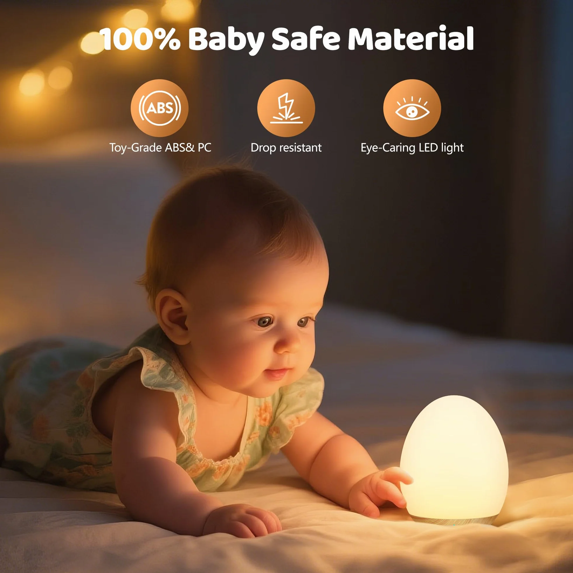 MediAcous Lampka nocna dla dzieci Lampa LED dla dzieci 8 kolorów lampka nocna z funkcją sterowania timerem ciepłe światło USB Akumulator