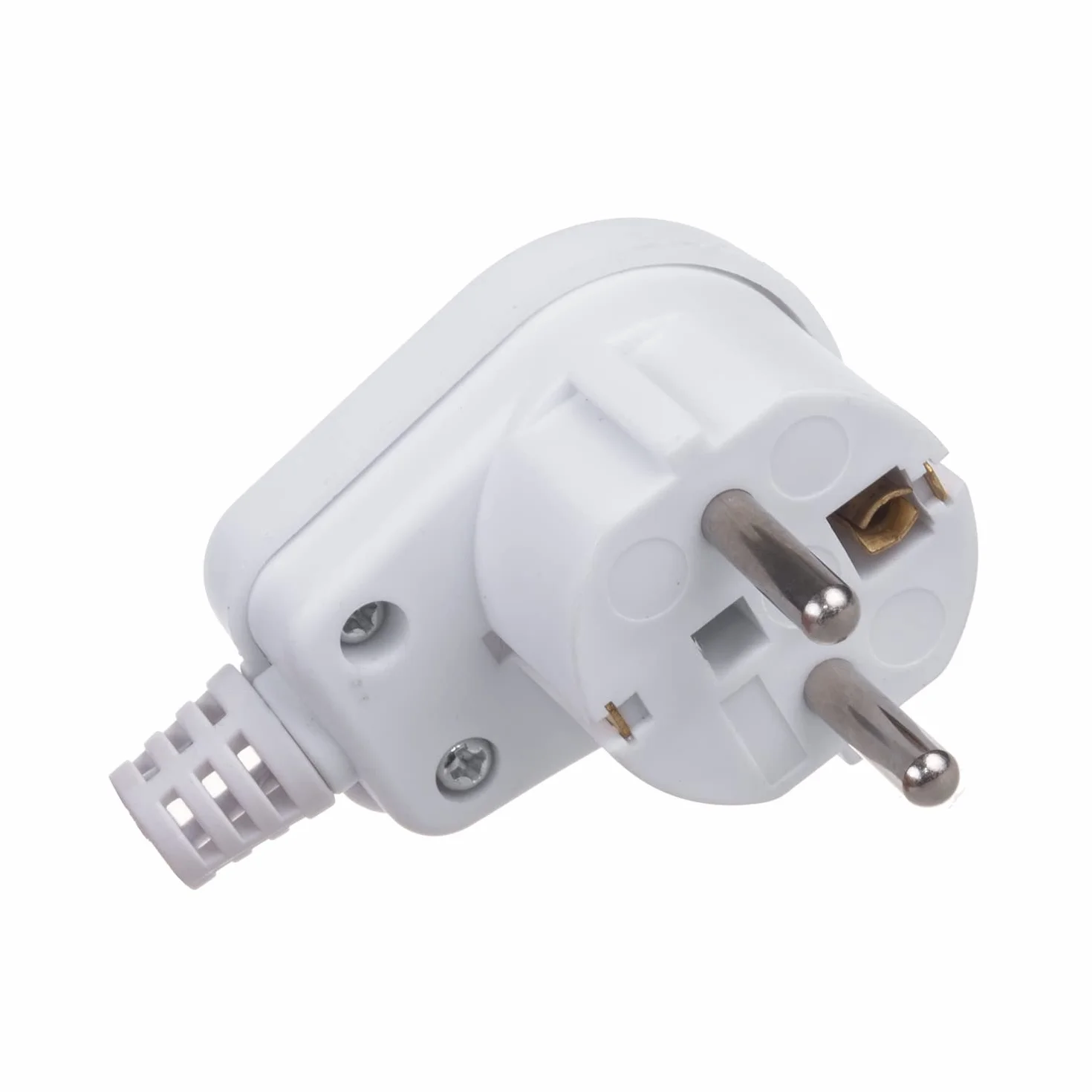 Maclean Wtyczka ze stykiem ochronnym MCE330 Uni-Schuko wtyczka kątowa z uziemieniem Unischuko uniwersalna wtyczka Schuko 16A 250V tworzywo sztuczne białe