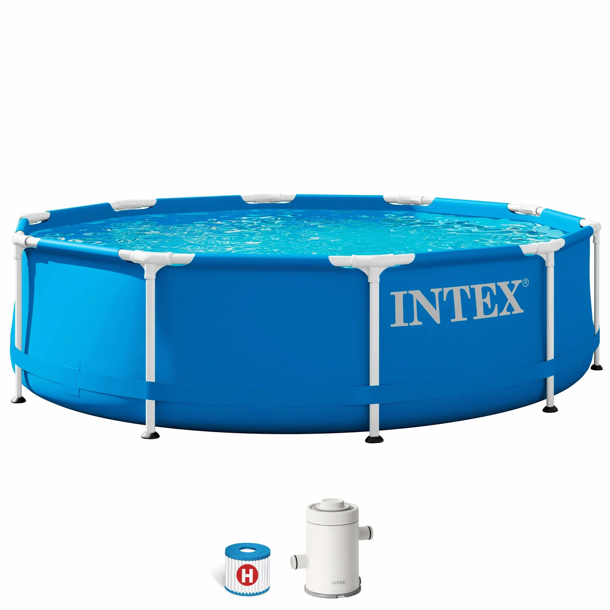 Intex 28202UK 10ft x 30in Metal Frame Swimming Pool with Filter Pump, 4485L, Blue