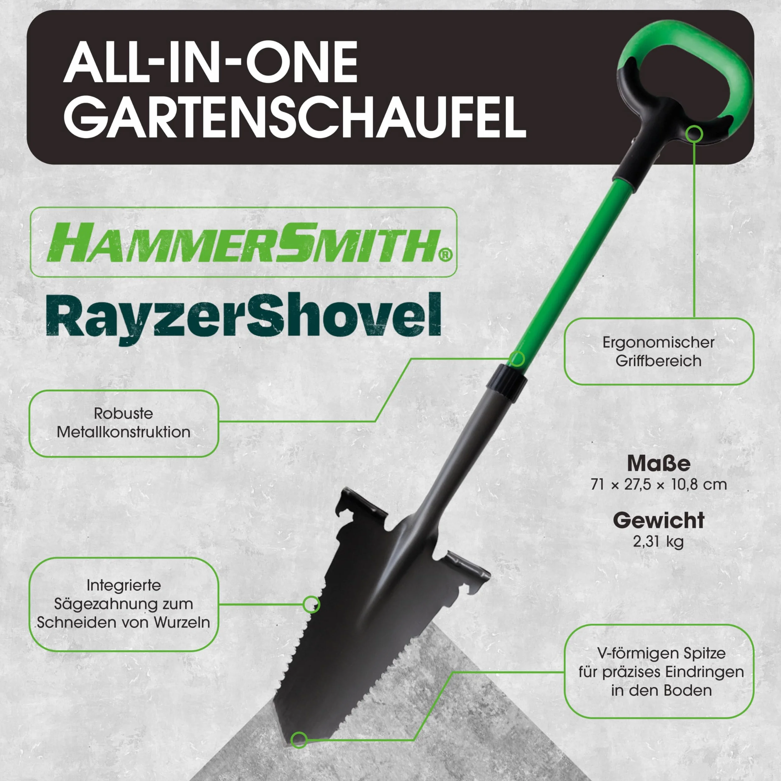 Hammersmith RayzerShovel łopata z piłą do korzeni ogrodnicza do twardych podłóg kopanie cięcie piłowanie