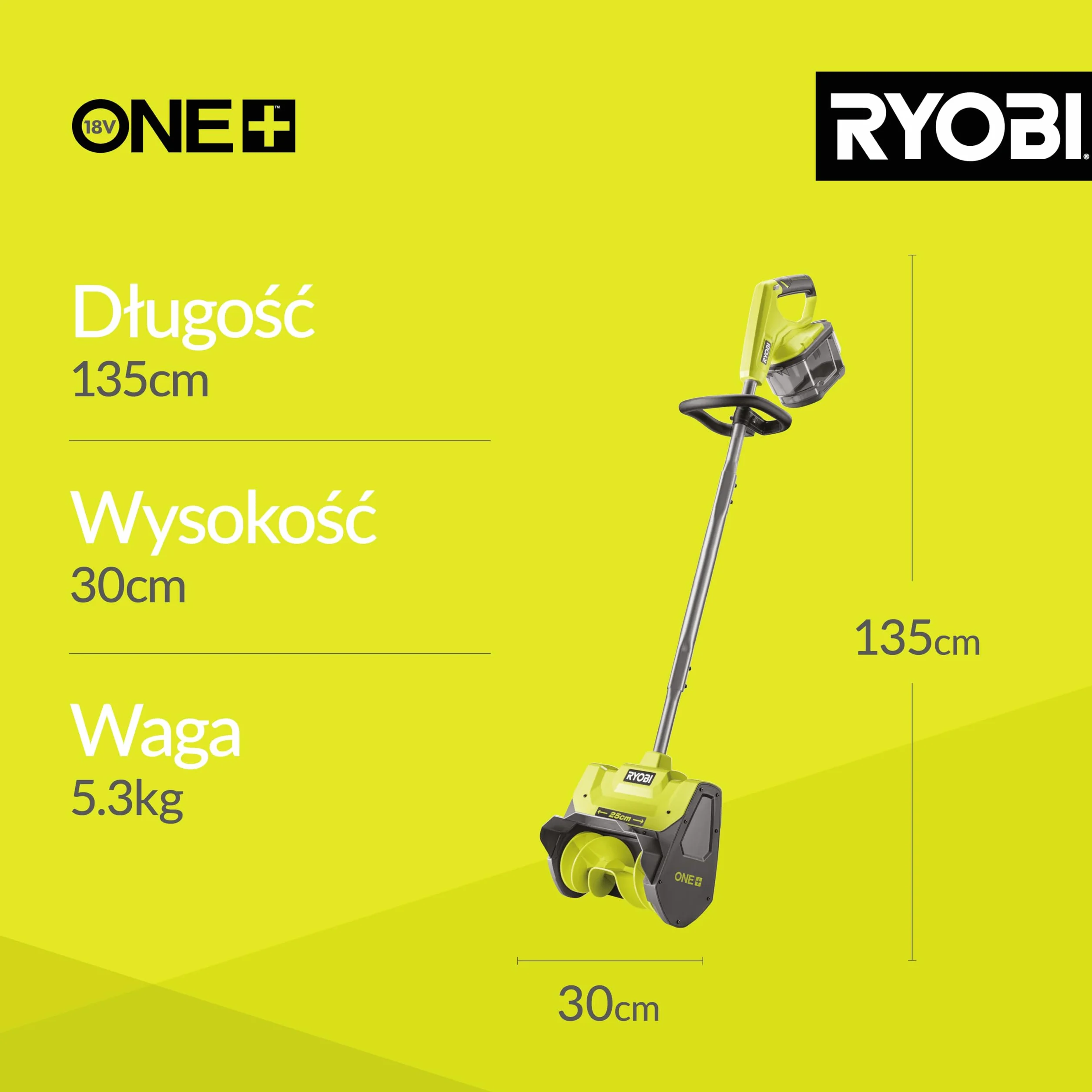 Ryobi Ry18St25A-0 Odśnieżarka, Zielony/Antracytowy, 18V