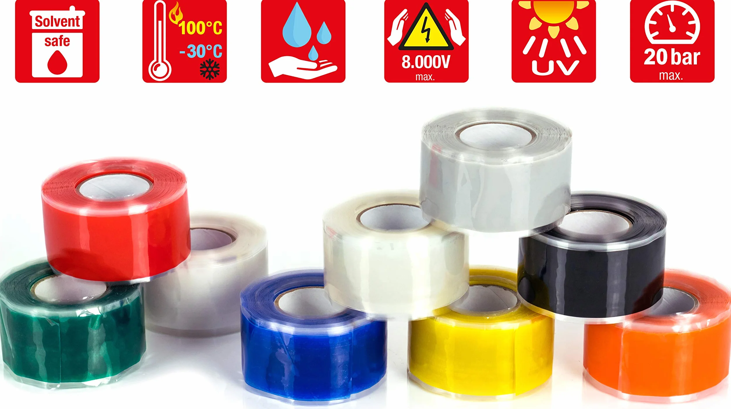 Poppstar samowulkanizująca taśma silikonowa, 3 m x 25 mm, izolacyjna i uszczelniająca (woda, powietrze), szara, 1 rolka