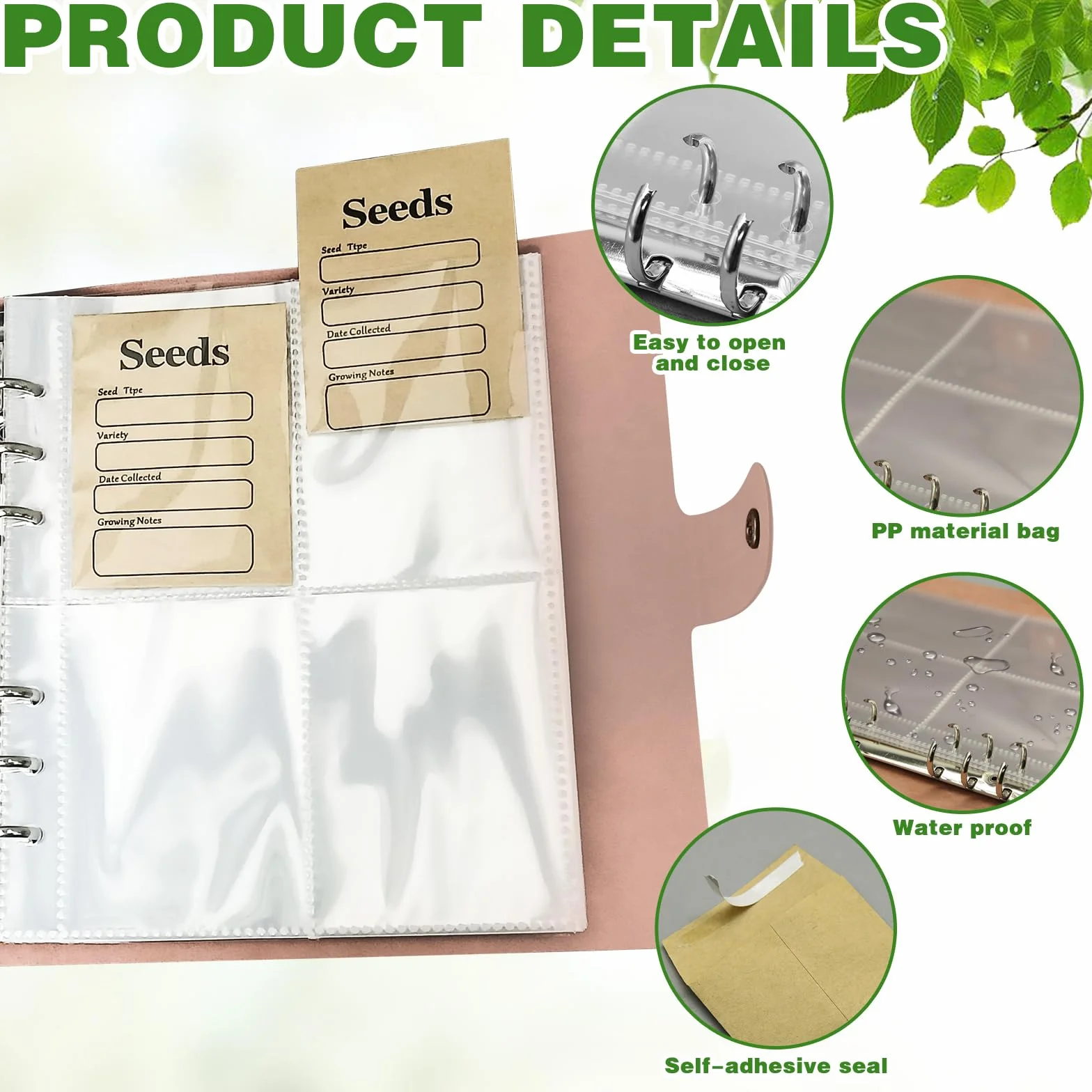100 sztuk Seed Storage Organizers Resealable Self Sealing Seed Envelopes Garden Seed Organization Binder Saving Envelope Seed Collecting Template for Vegetable