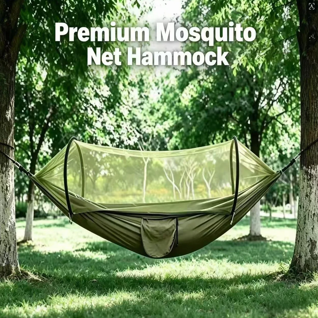 Hamak Kempingowy z Moskitiery 290x140 cm Ultralekki Nylon Spadochronowy Ładowność 300 Kg