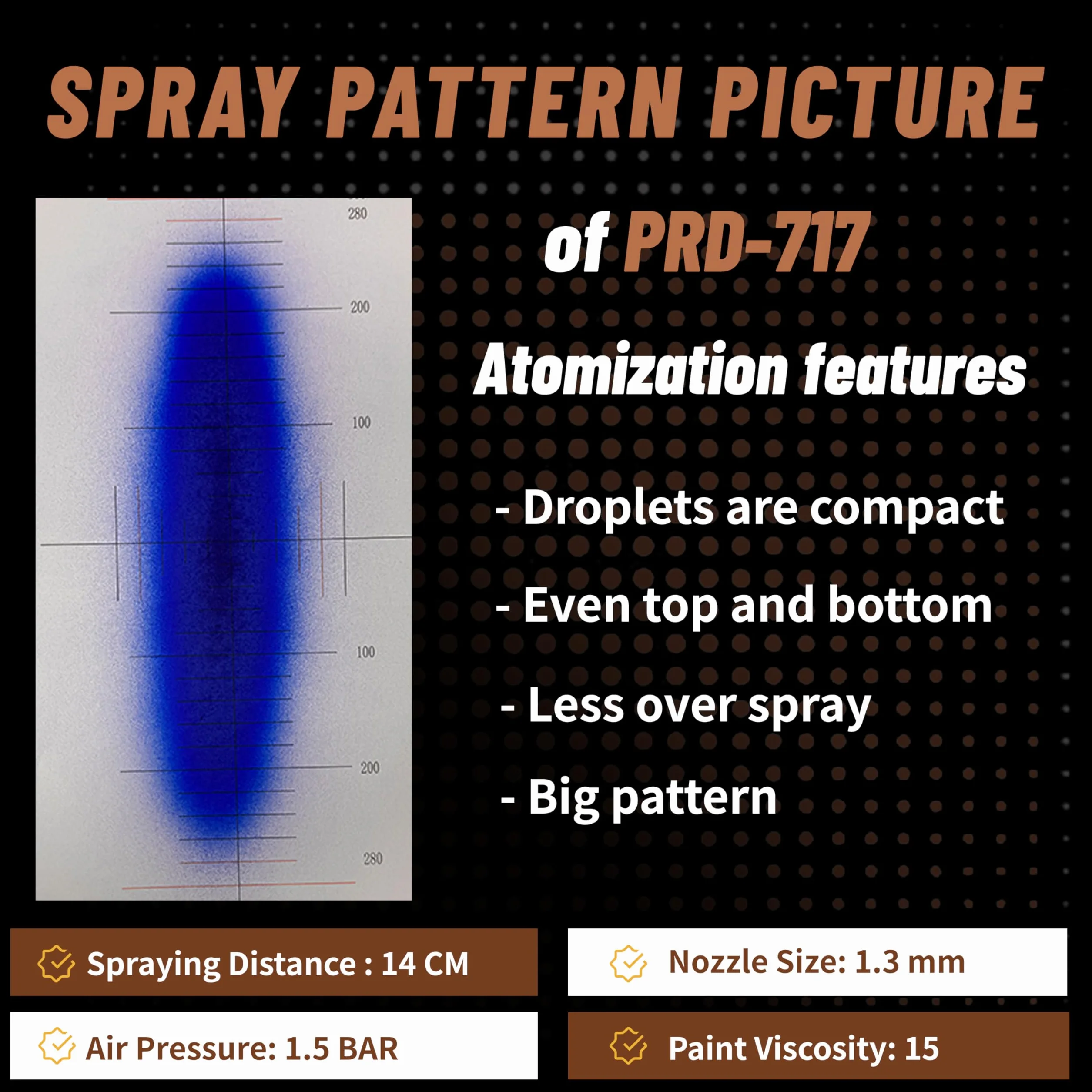 Pistolet natryskowy PRD-717 VS Type dzielona dysza 1.3mm do lakierowania samochodów brązowy
