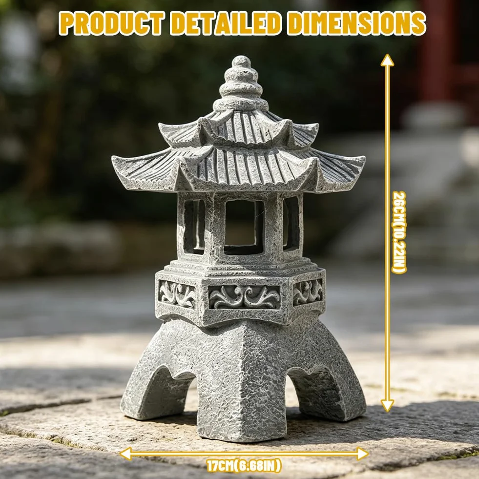 Pagoda japońska solarna latarnia ogrodowa dekoracja 26 x 17 cm