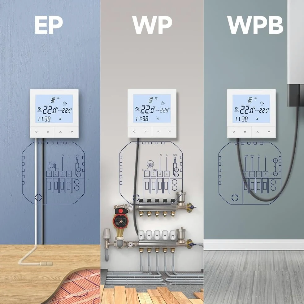 Inteligentny termostat WIFI do ogrzewania domu ciepła podłoga elektryczna z czujnikiem regulator temperatury kotła gazowego OszczęDza Energię I Koszty Ogrzewania(TDS72-WIFI-WPB)