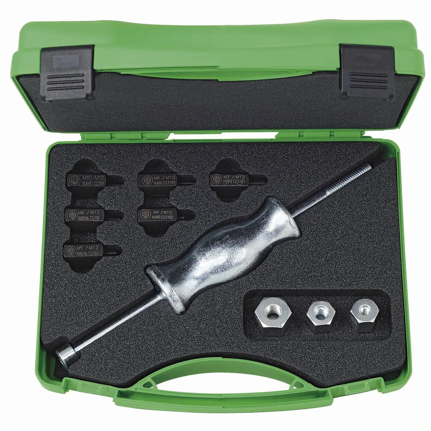 Kukko Zestaw młotków ślizgowych M3 M10, 10 szt., KS-22-01, zielony, 220 mm, 1,7 kg