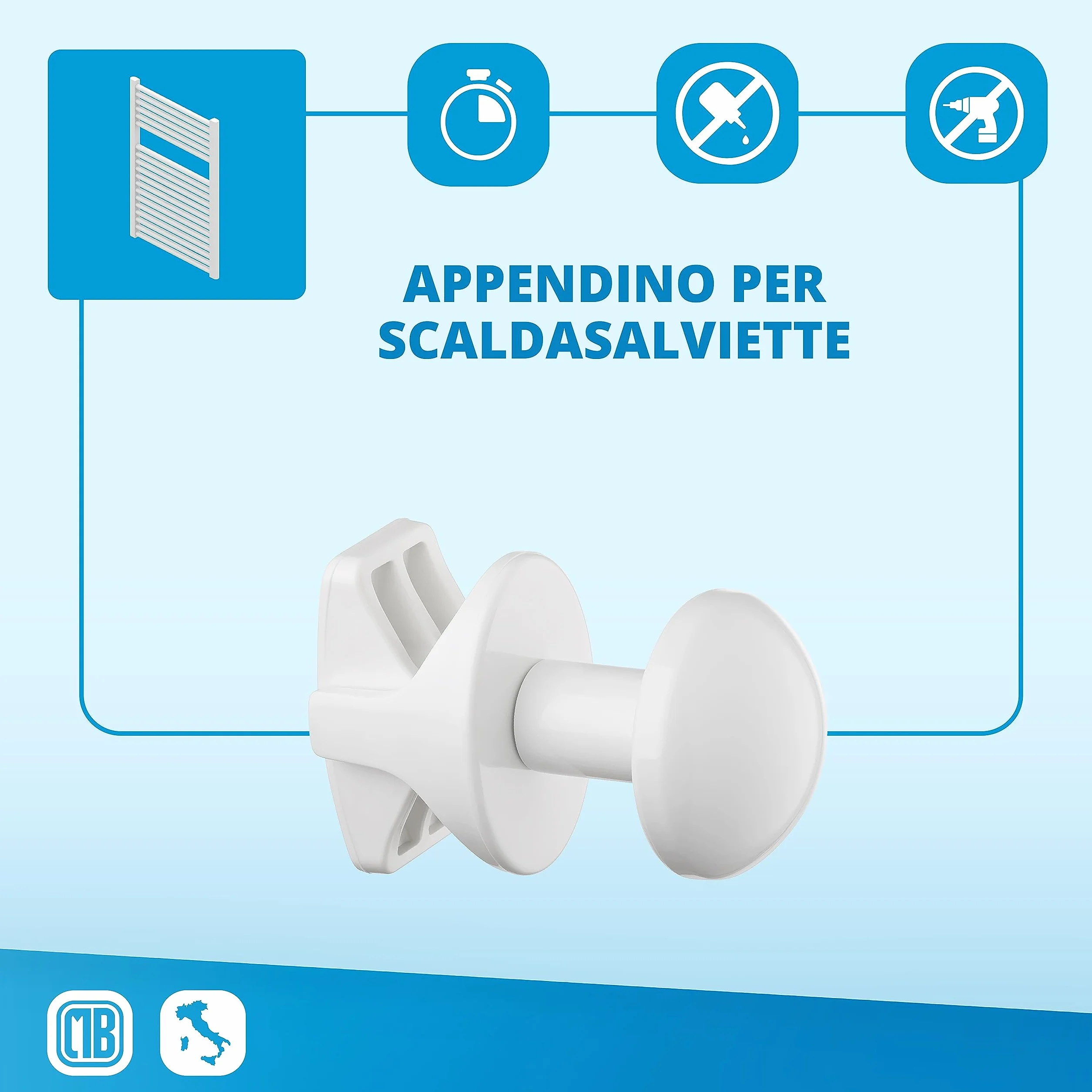 Para Handy Grip - Wieszaki na ręczniki, do montowania bezpośrednio na grzejniku łazienkowym białe