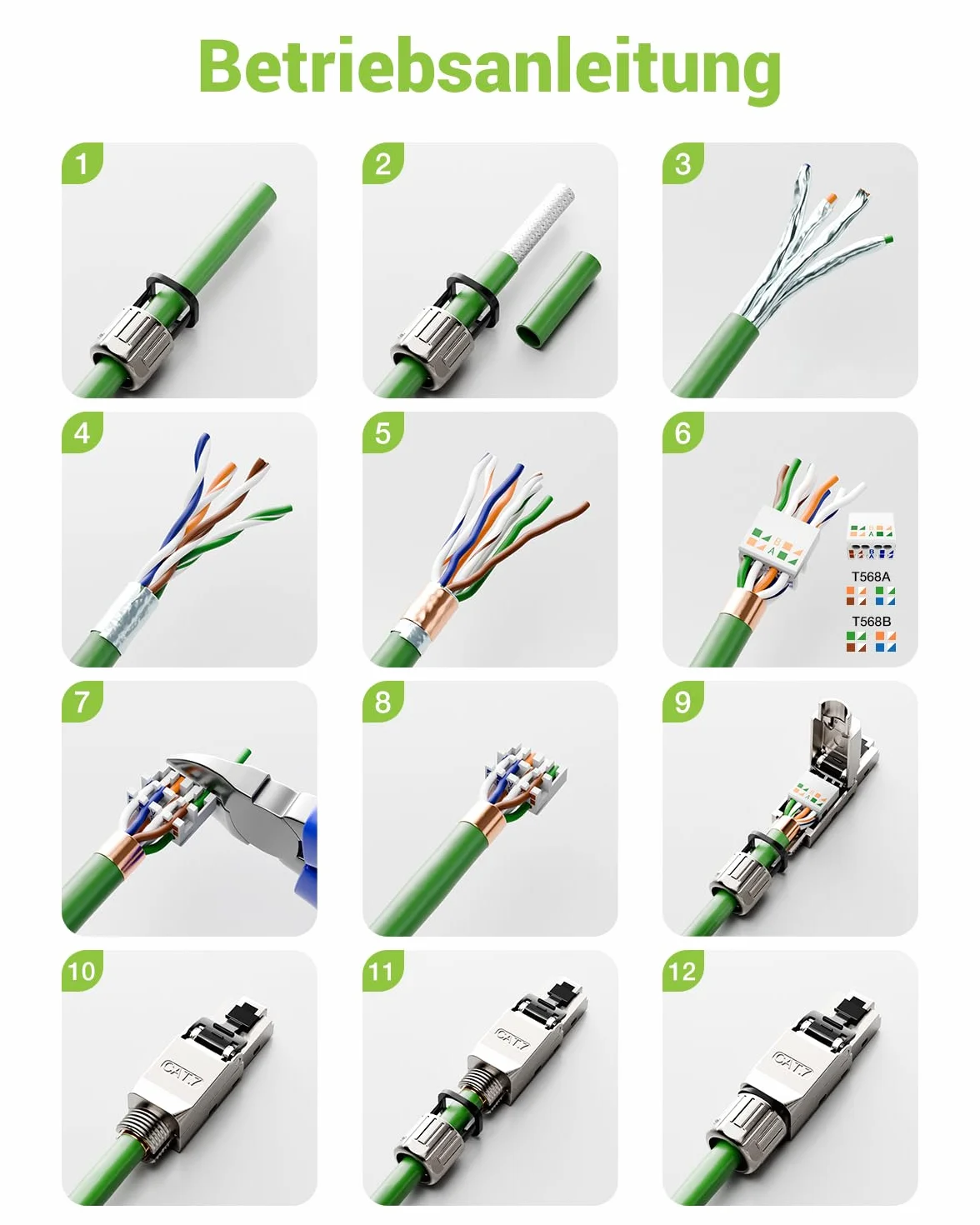 Wtyczka RJ45 bez narzędzi Cat7, 1 sztuka