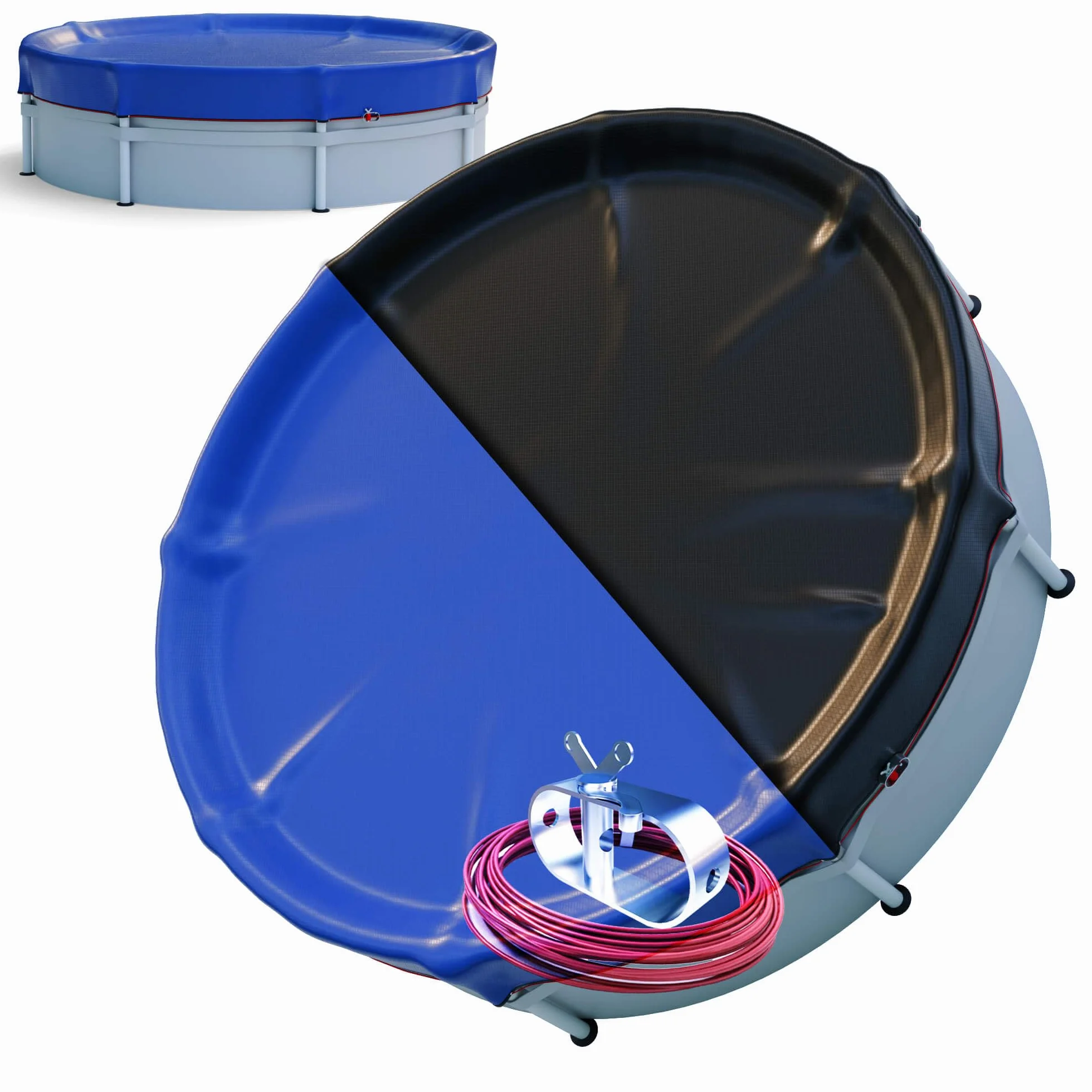 Arebos Okrągła Pokrywa Basenowa Ø 520 cm 2-w-1 PE 200g/m² Pasuje do Basenów Ø 420-460 cm