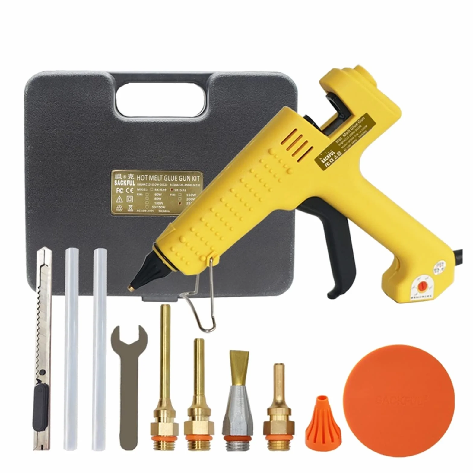 Pistolet do klejenia na gorąco do prac rzemieślnic Zestaw pistoletu do klejenia 250w regulowana temperatura pistoletu do klejenia na gorąco skrzynka narzędziowa termostaty DIY profesjonalny przemysłow