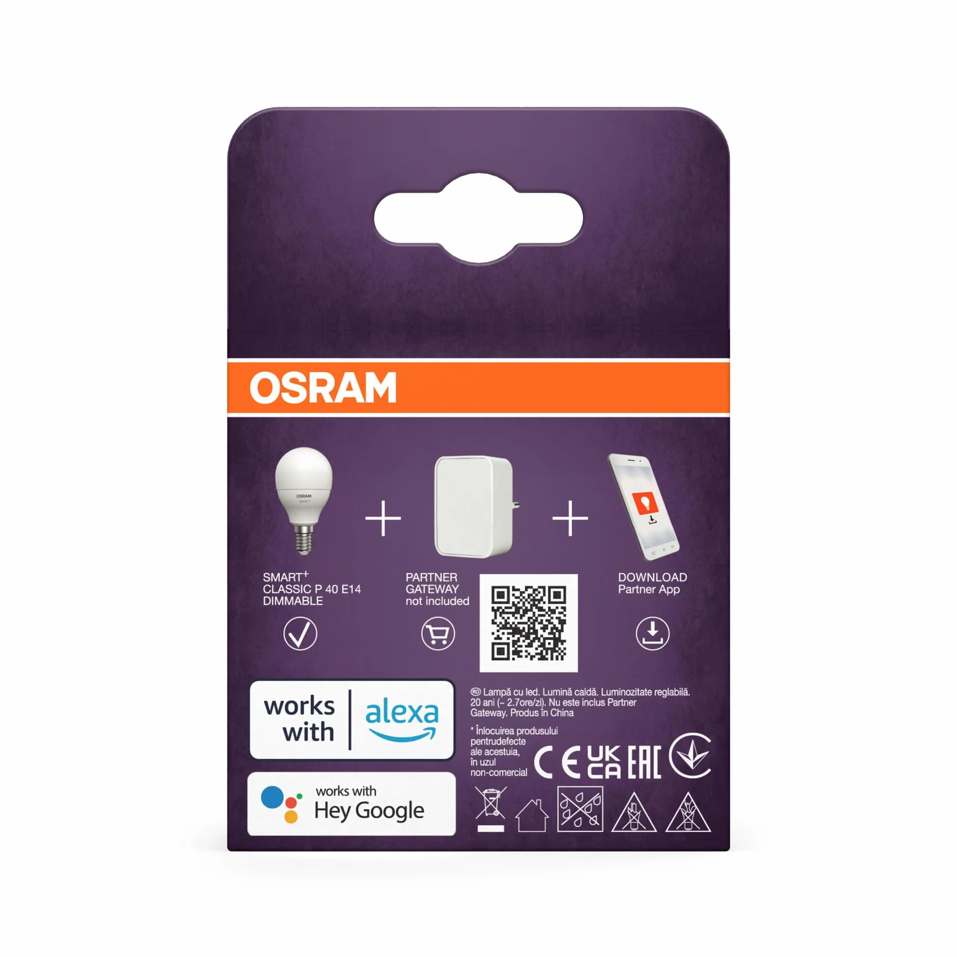 OSRAM Żarówka SMART Zigbee w klasycznym kształcie mini kuli, P40 ściemnialna, 4,9 W, matowa, E14, w kolorze białym, ochrona IP20, do ogólnego oświetlenia prywatnego i komercyjnego