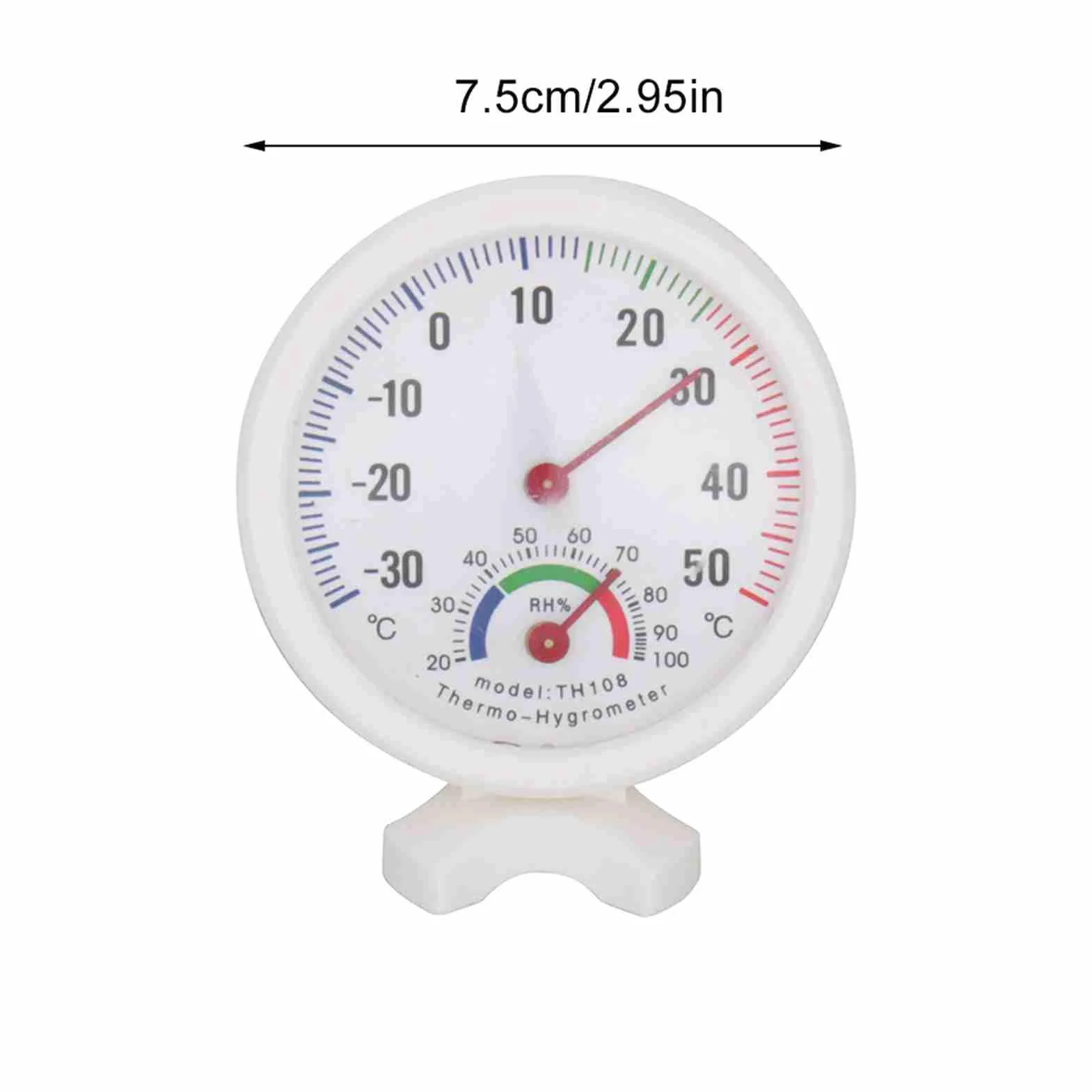 Gloglow Th-108 Miernik Temperatury I Wilgotności Mini Przenośny Zegar W Kształcie 2 W 1 Wewnętrzny Zewnętrzny Analogowy Higrometr Termometr Igły Okrągłe Wskaźniki Zegarowe Biały -30~50 ° Ch