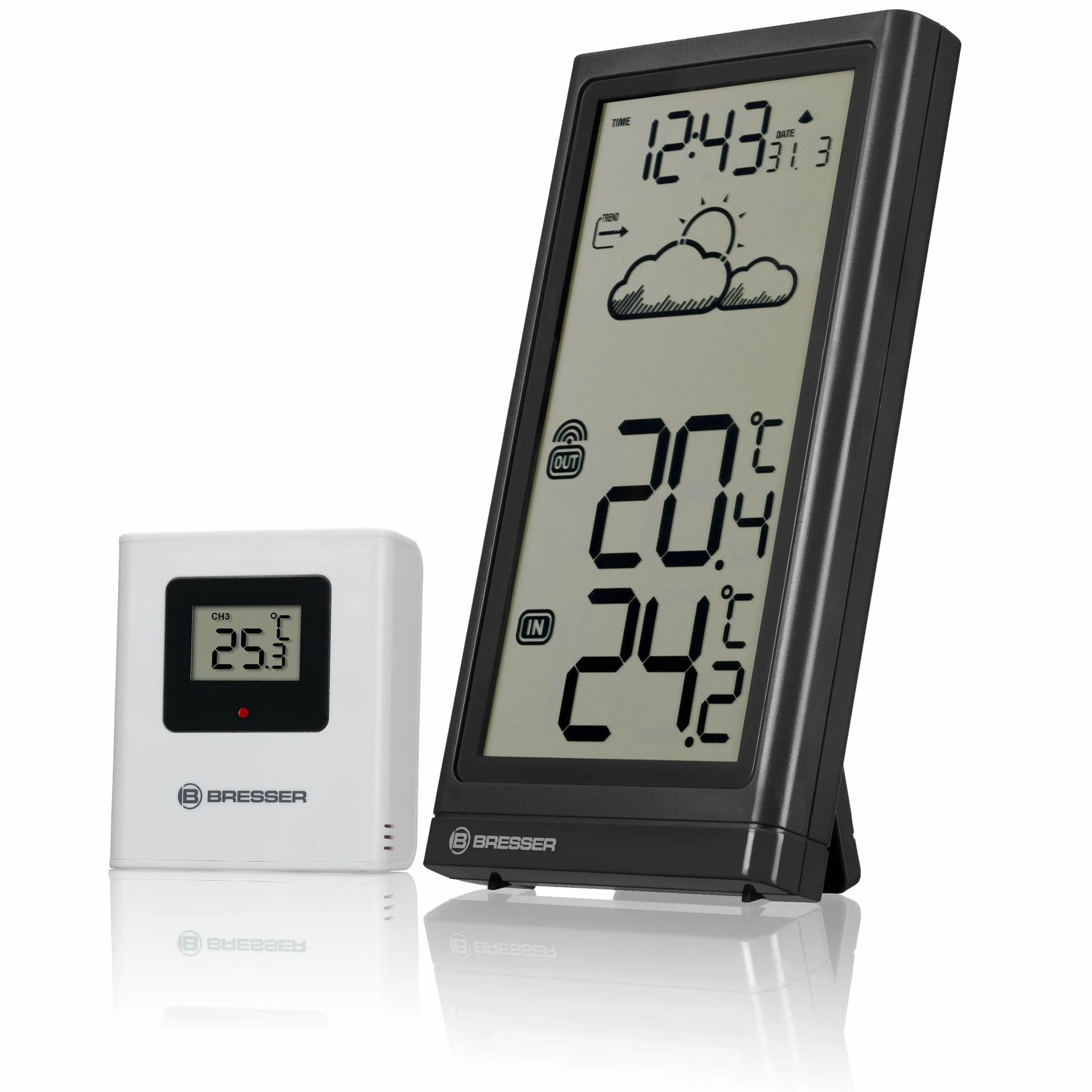 Bresser Meteo Temp Stacja Pogodowa, Czarny, 8.2 x 2 x 15.7 cm