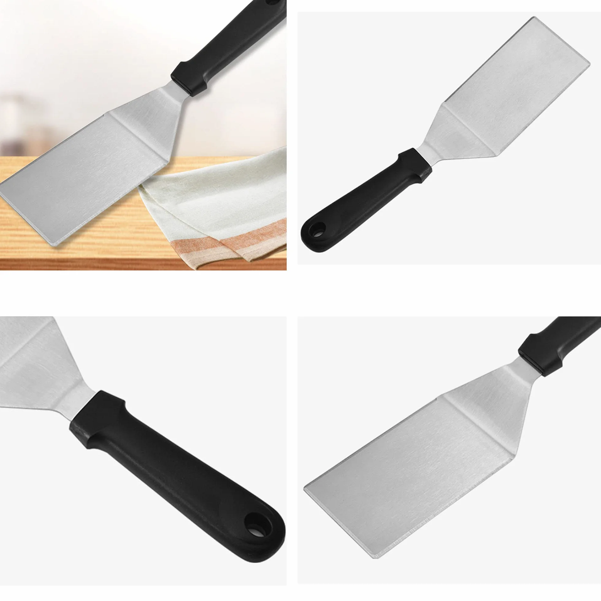 Metalowa Szpatułka do Grillowania ze Stali Nierdzewnej, Ergonomiczny Uchwyt Zapewniający Wygodny Chwyt, Idealnado Grillowania i Gotowania na Płaskim Blacie