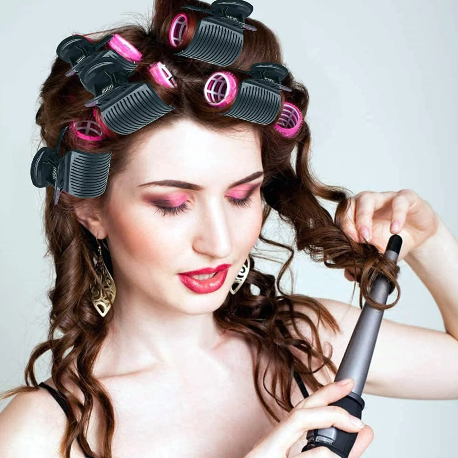 LATRAT Hot Roller Clip 12 klipsów do lokówek, tworzywo sztuczne, gorący wałek, wymienne spinki do włosów, dla kobiet i dziewcząt, do stylizacji włosów, kolor biały