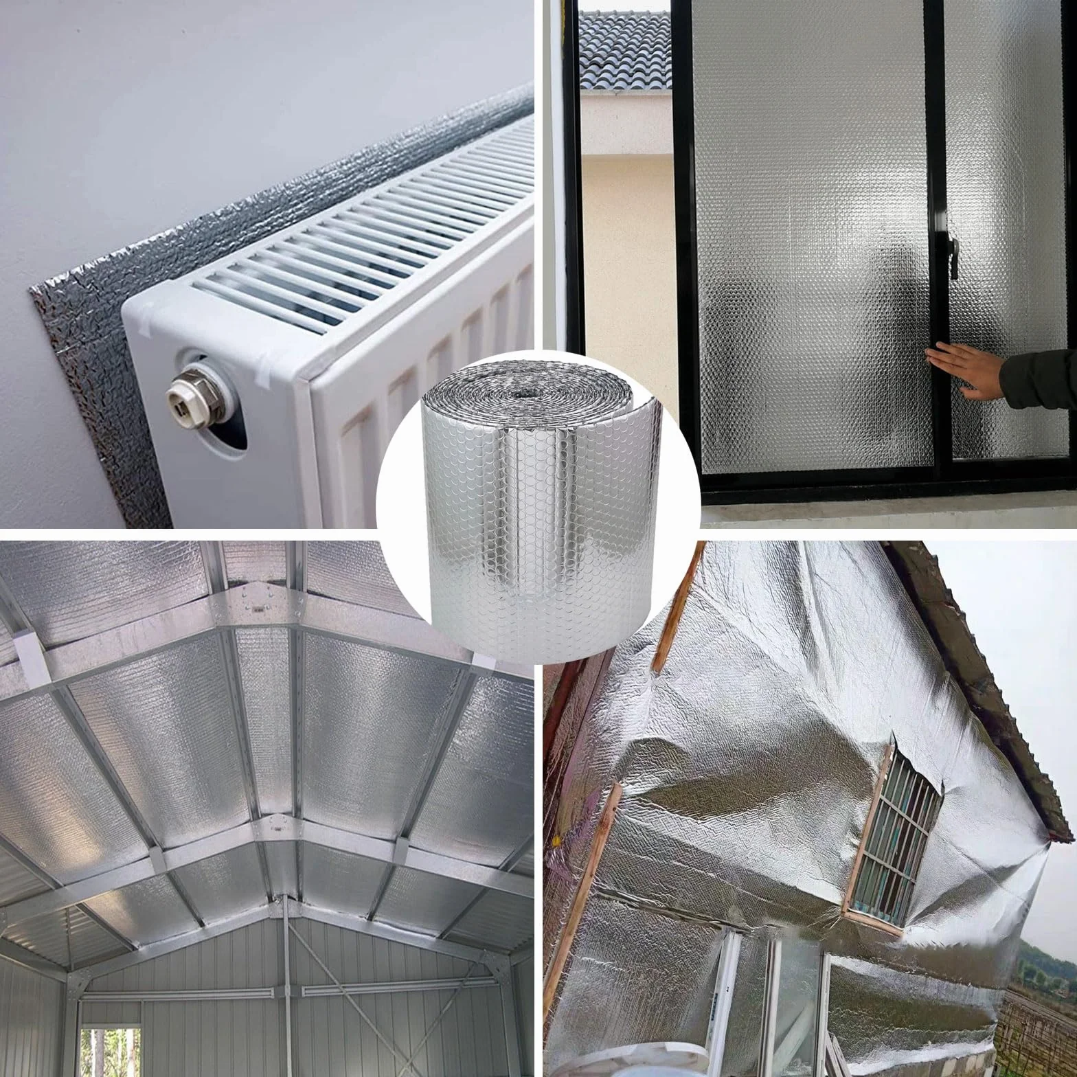 Odblaskowa Podwójna Aluminiowa Folia Bąbelkowa Samoprzylepna W Rolce,Osłona Termiczna Izolacja Termiczna Bariera Promieniująca Do Okien Kanały Grzejnik Dach(Size:1 * 30m,Color:Srebro)