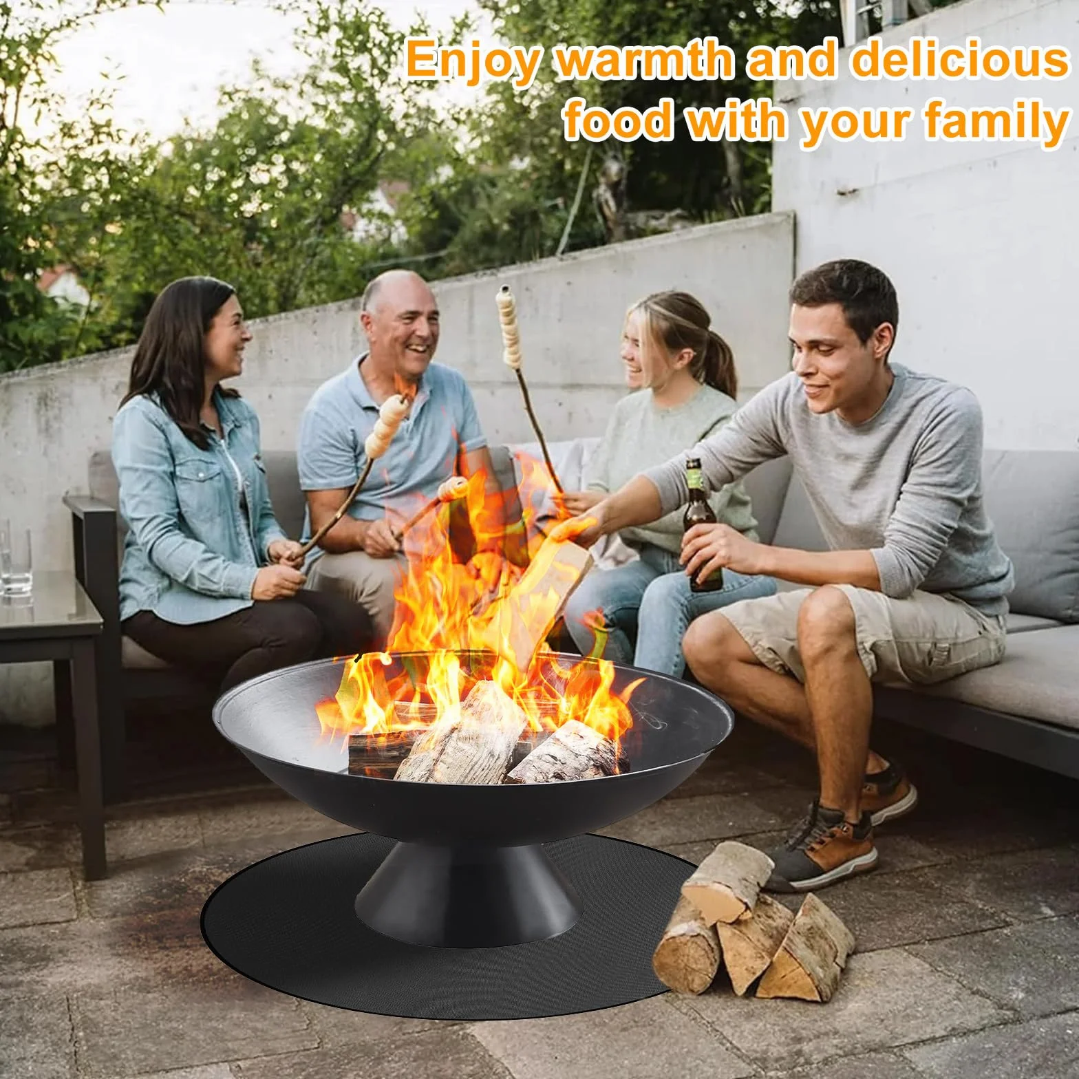 Okrągła mata ognioodporna 120 cm podkładka do paleniska 3-warstwowa mata do grilla BBQ