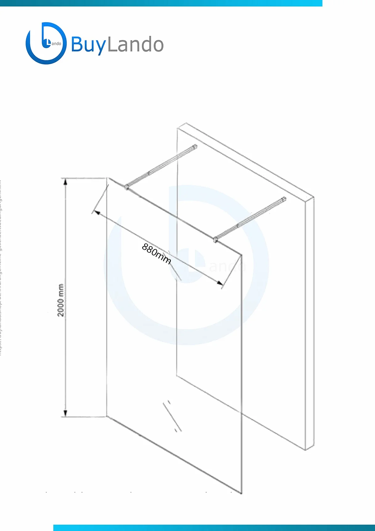 Shop [Typ-Lily] 10 mm Walk in Ścianka prysznicowa - prysznic - szkło ESG (90 x 200 cm satynowane 2 x uchwyt narożny)