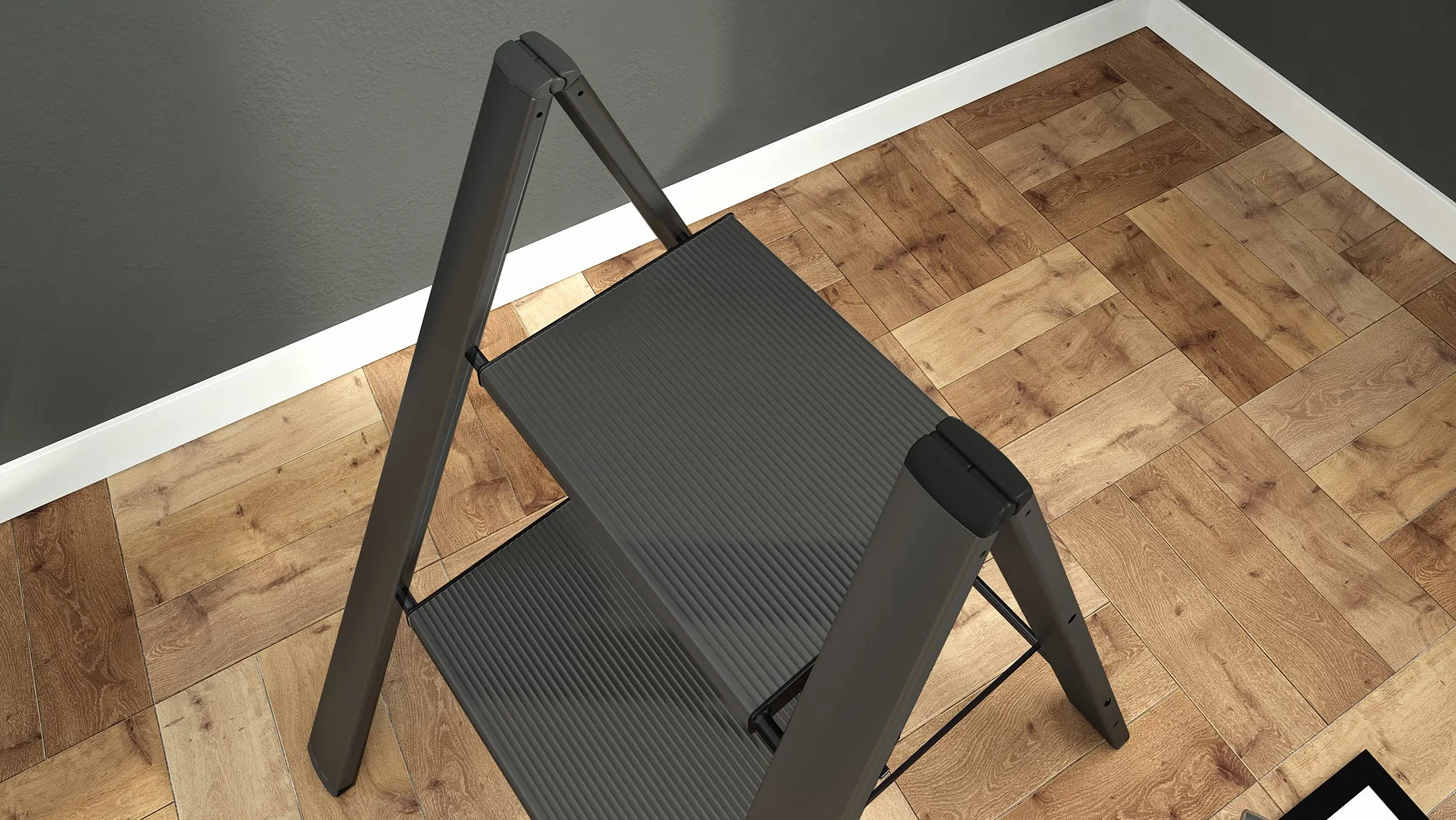 Anodowane aluminiowe stepy stool Leonardo 2 Black